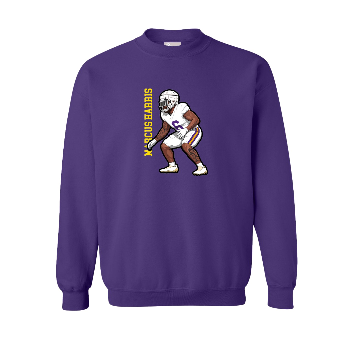 Fleece Crew — Name Vertical in Purple