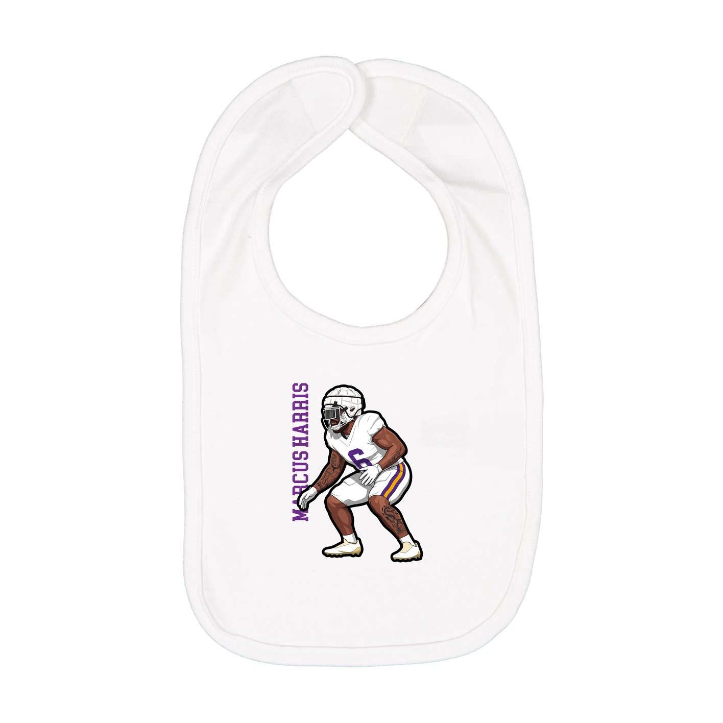 Infant Bib — Name Vertical in White