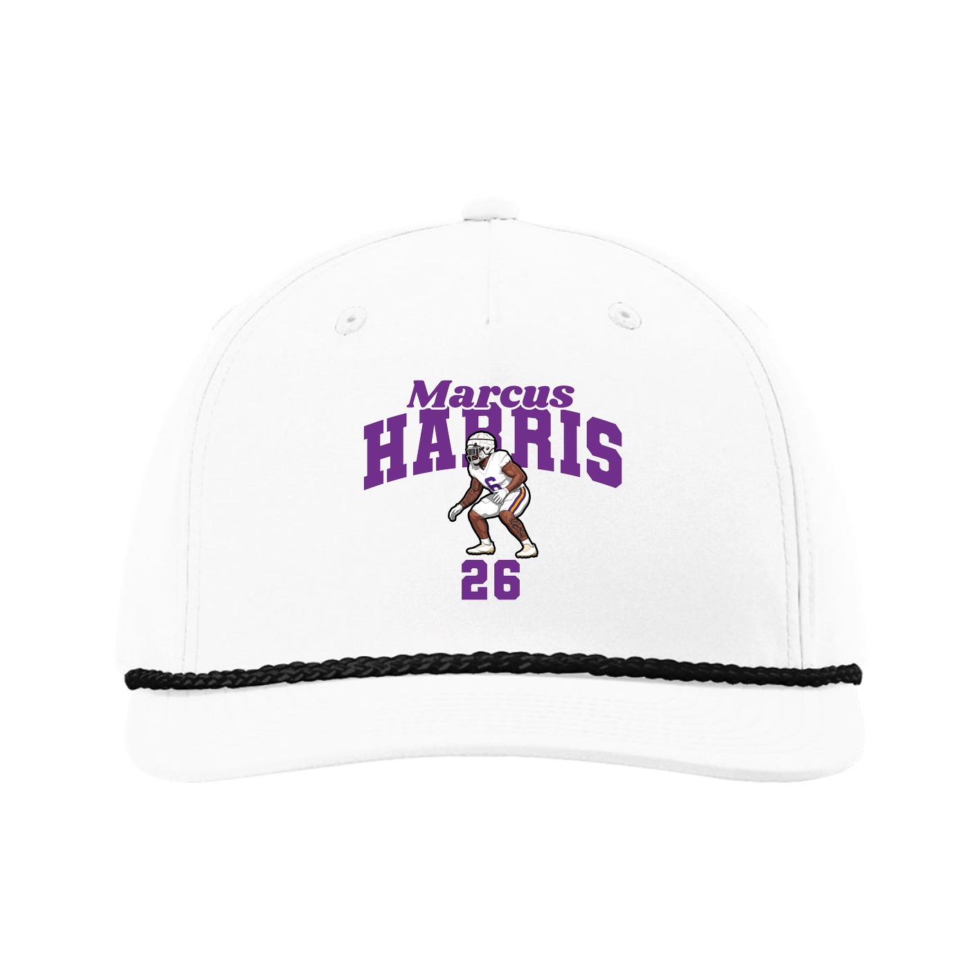 Five-Panel Classic Rope Cap — Signature Arch in White