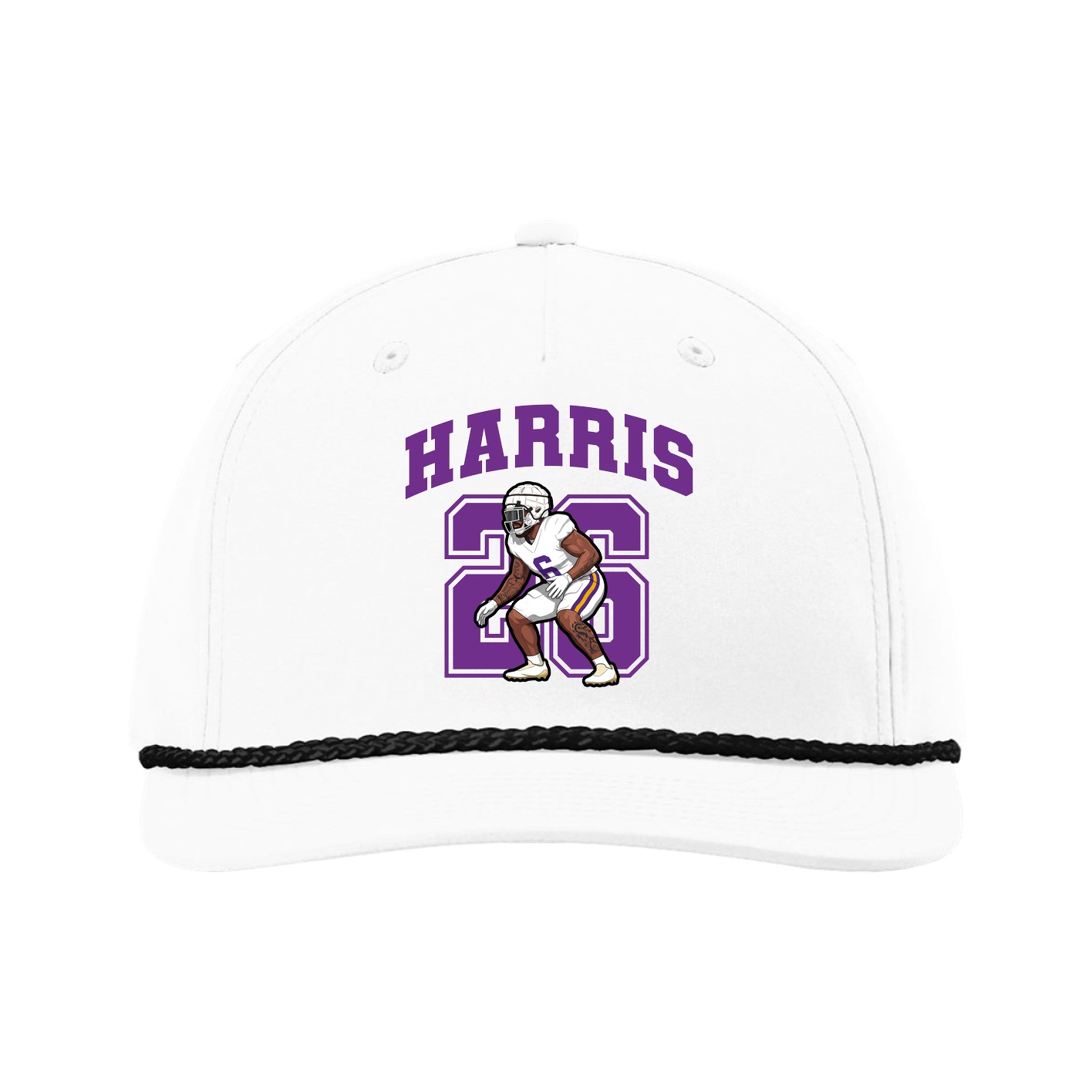 Five-Panel Classic Rope Cap — Number in White