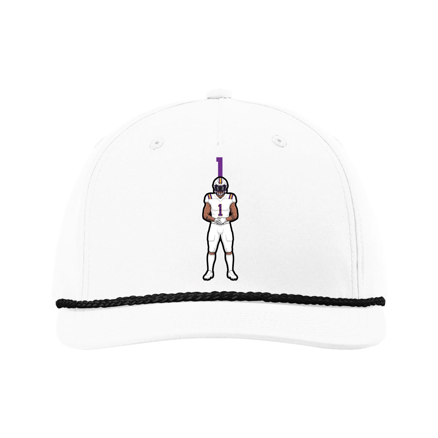 Five-Panel Classic Rope Cap — Number Top in White