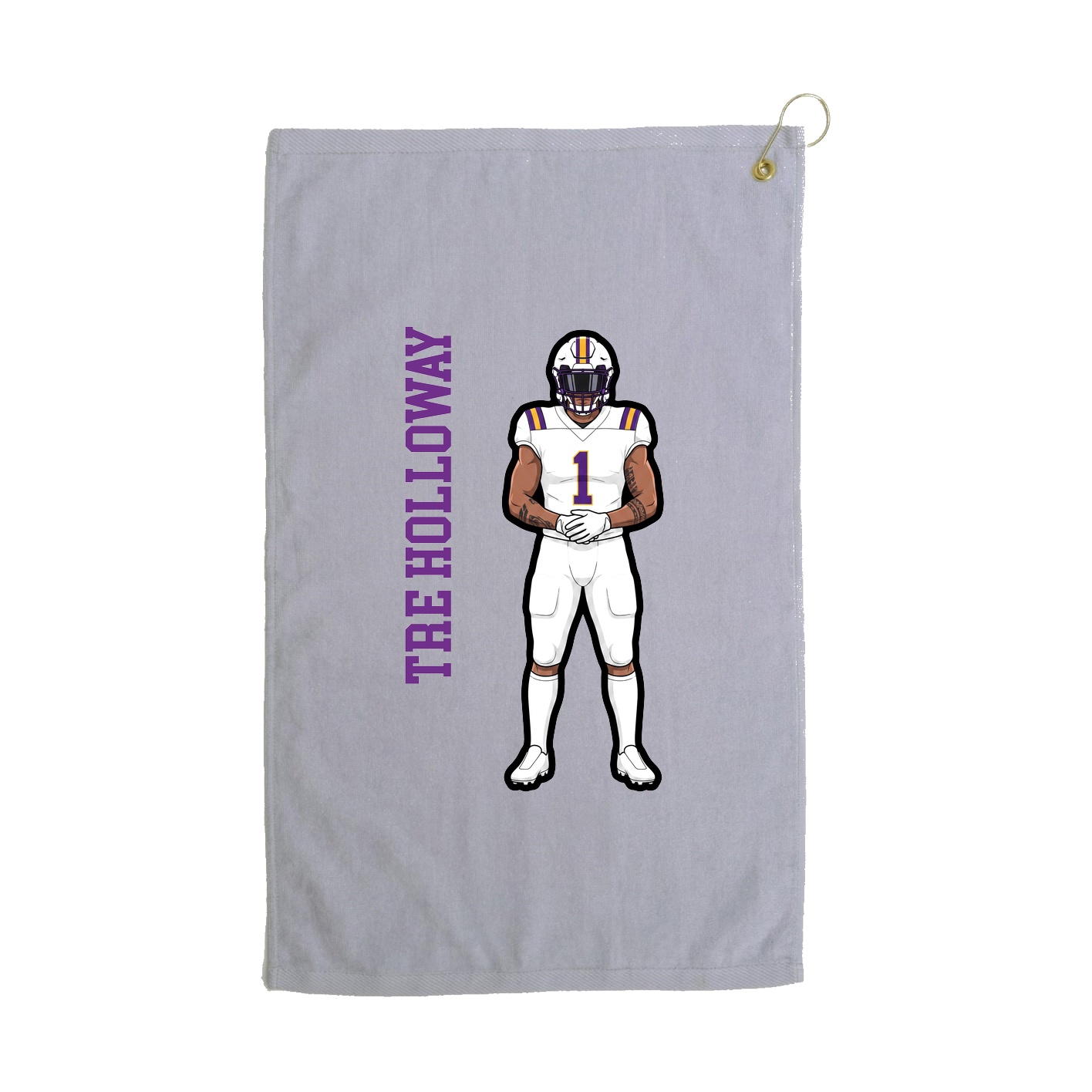 Golf Towel — Name Vertical in Grey