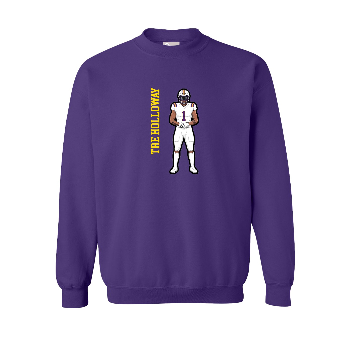 Fleece Crew — Name Vertical in Purple