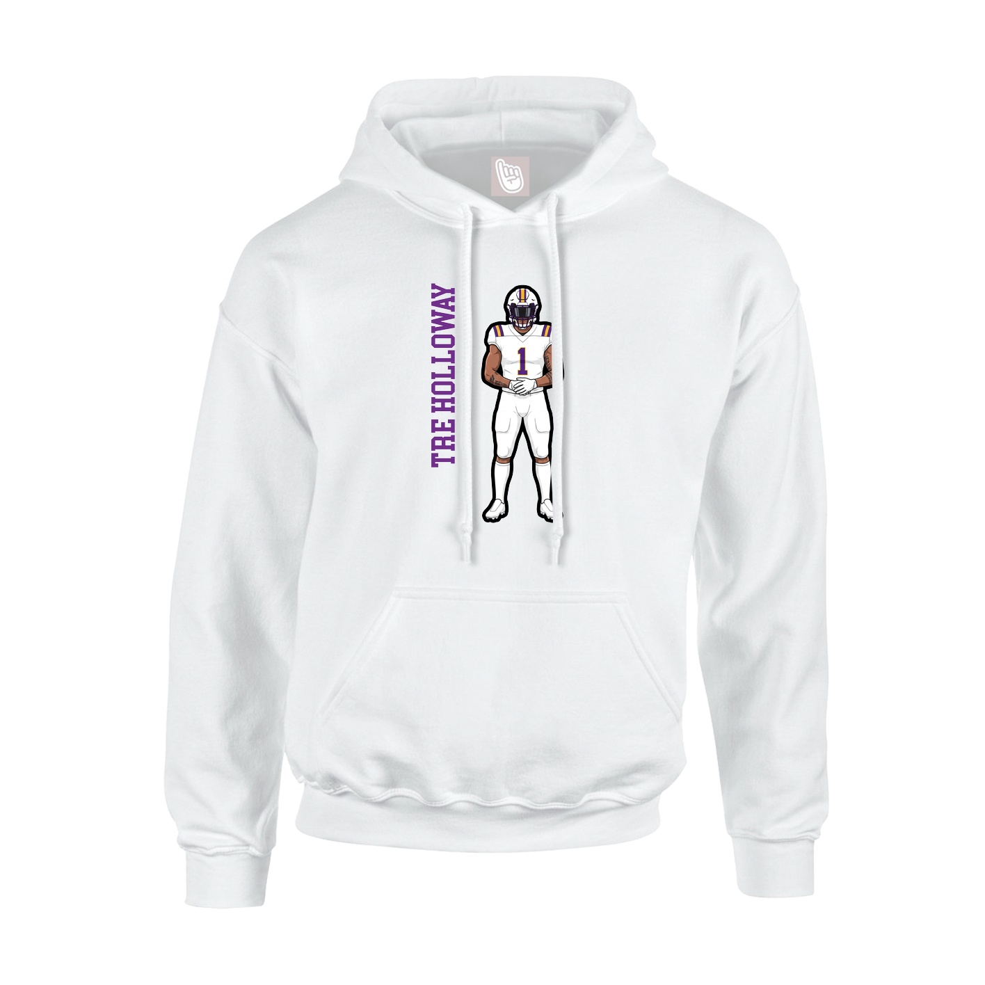 Youth Hoodie — Name Vertical in White