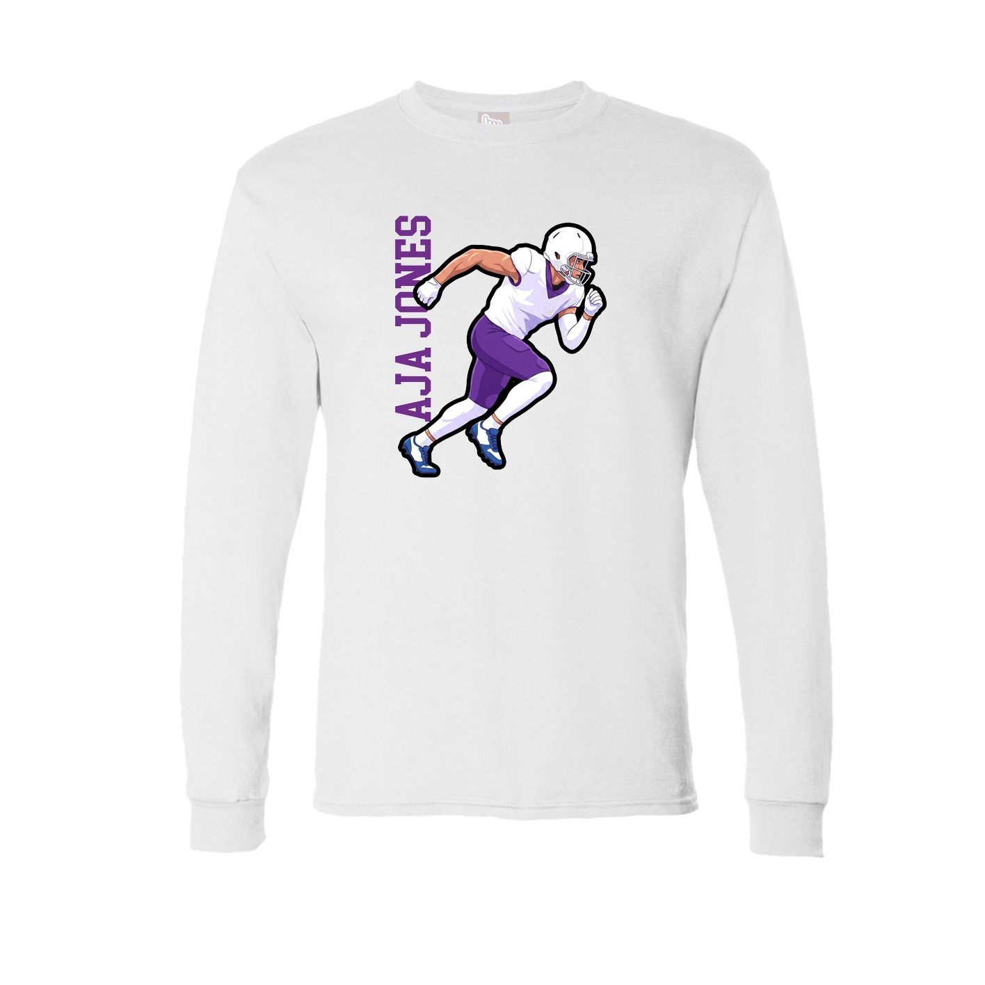 Long Sleeve Tee — Name Vertical in White