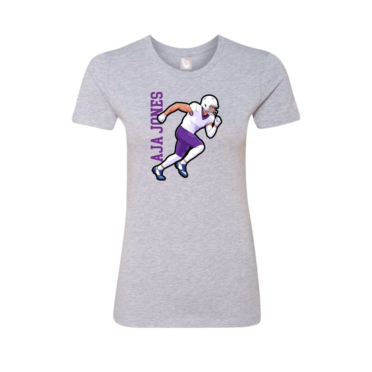 Fitted Women's Tee — Name Vertical in Grey