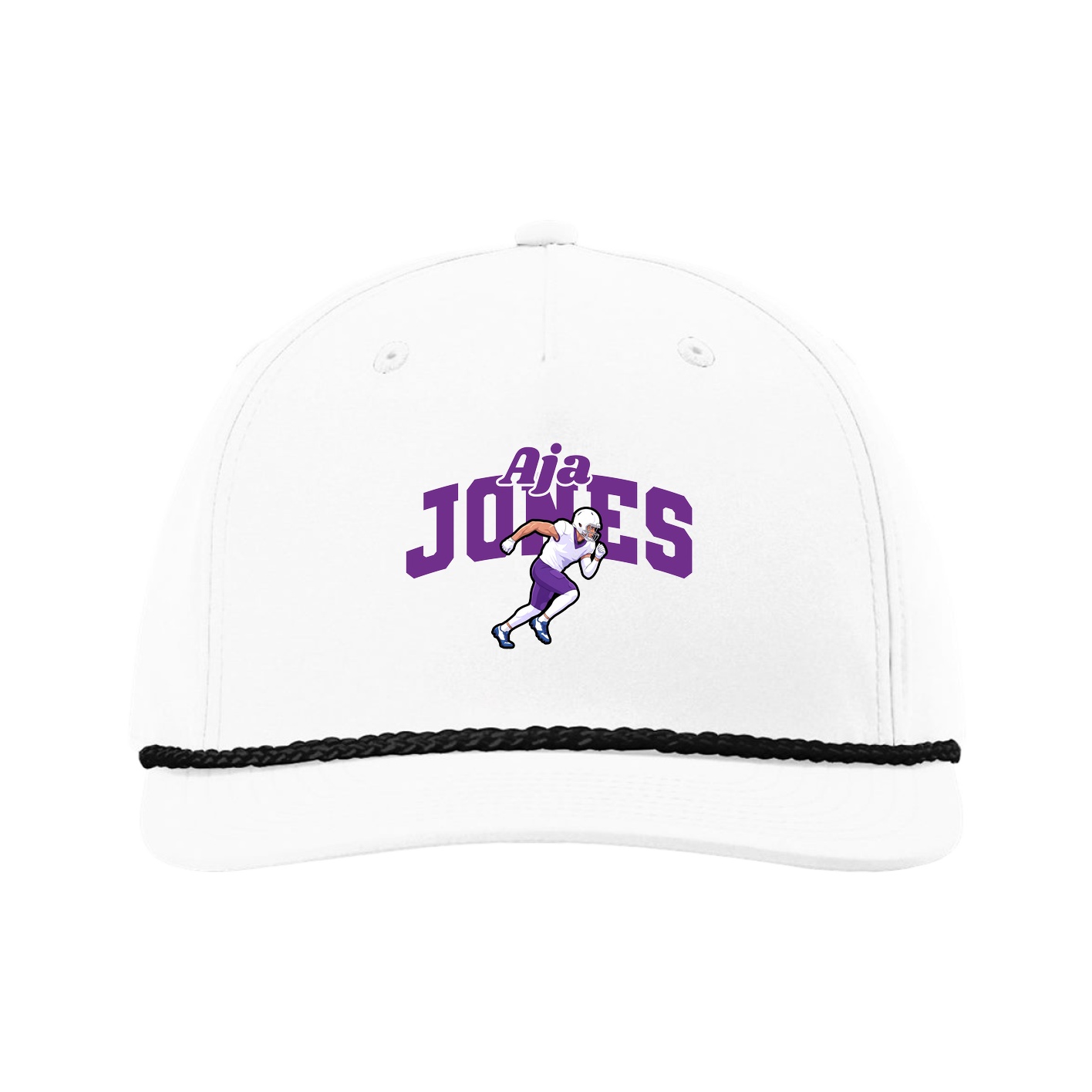 Five-Panel Classic Rope Cap — Signature Arch in White