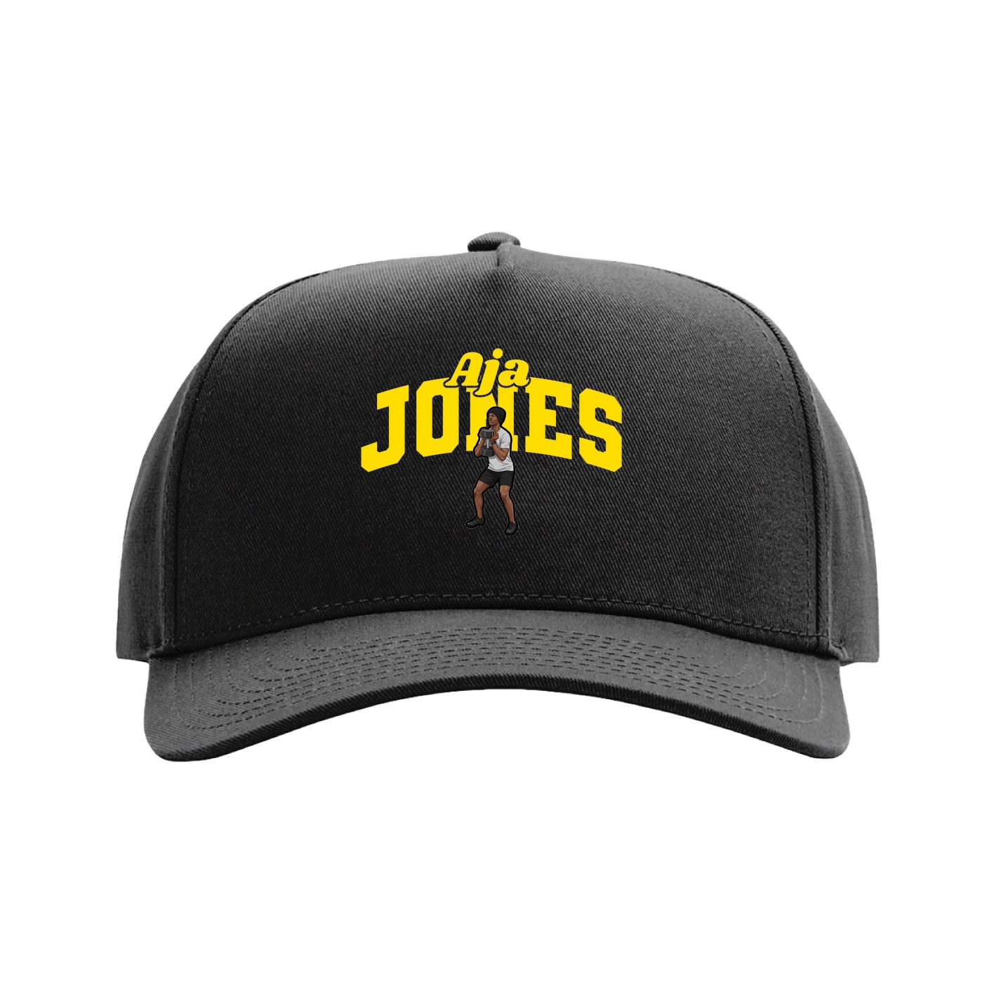 Full Fabric Five-Panel Champ Cap — Signature Arch in Black