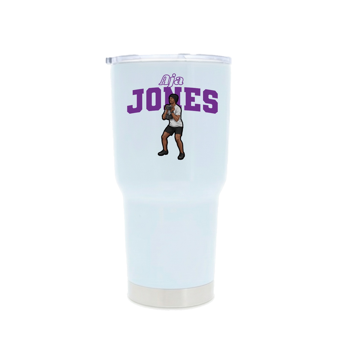 30oz Stainless Steel Tumbler — Name Arch in White