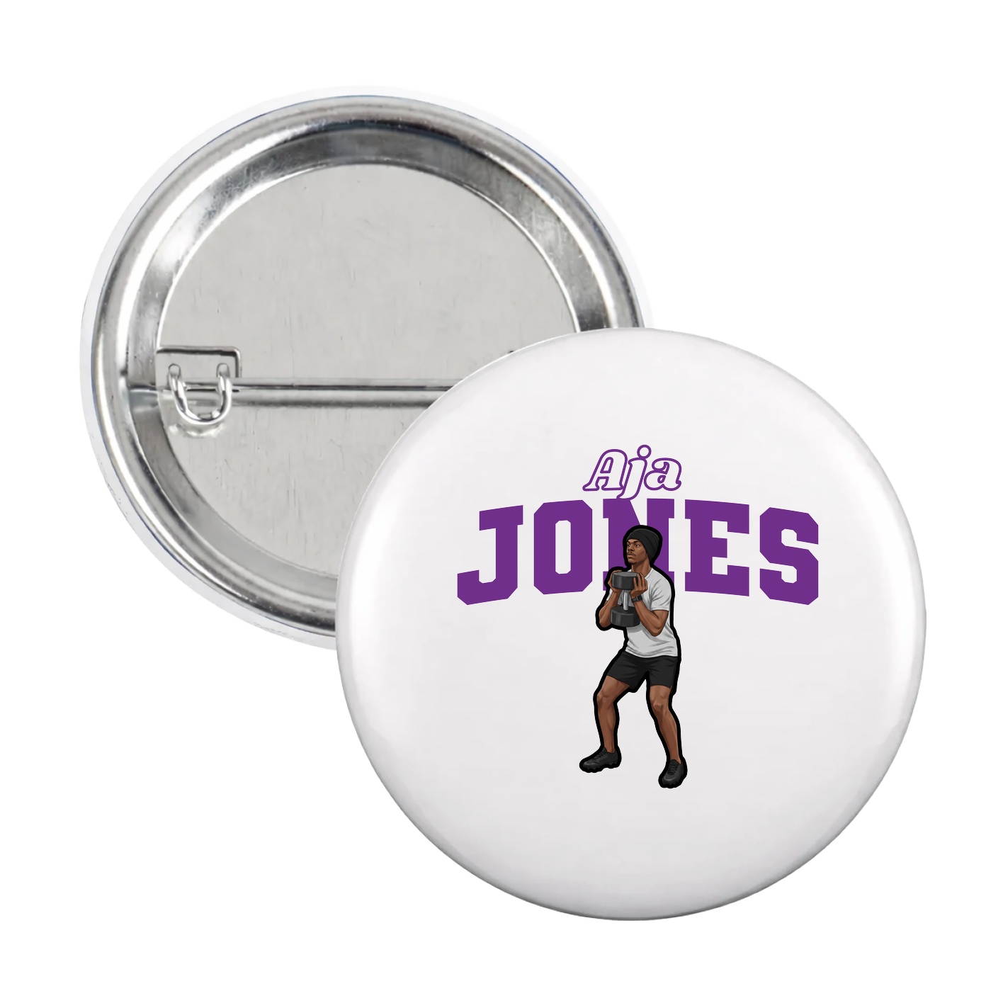 Game Day Button — Name Arch in White