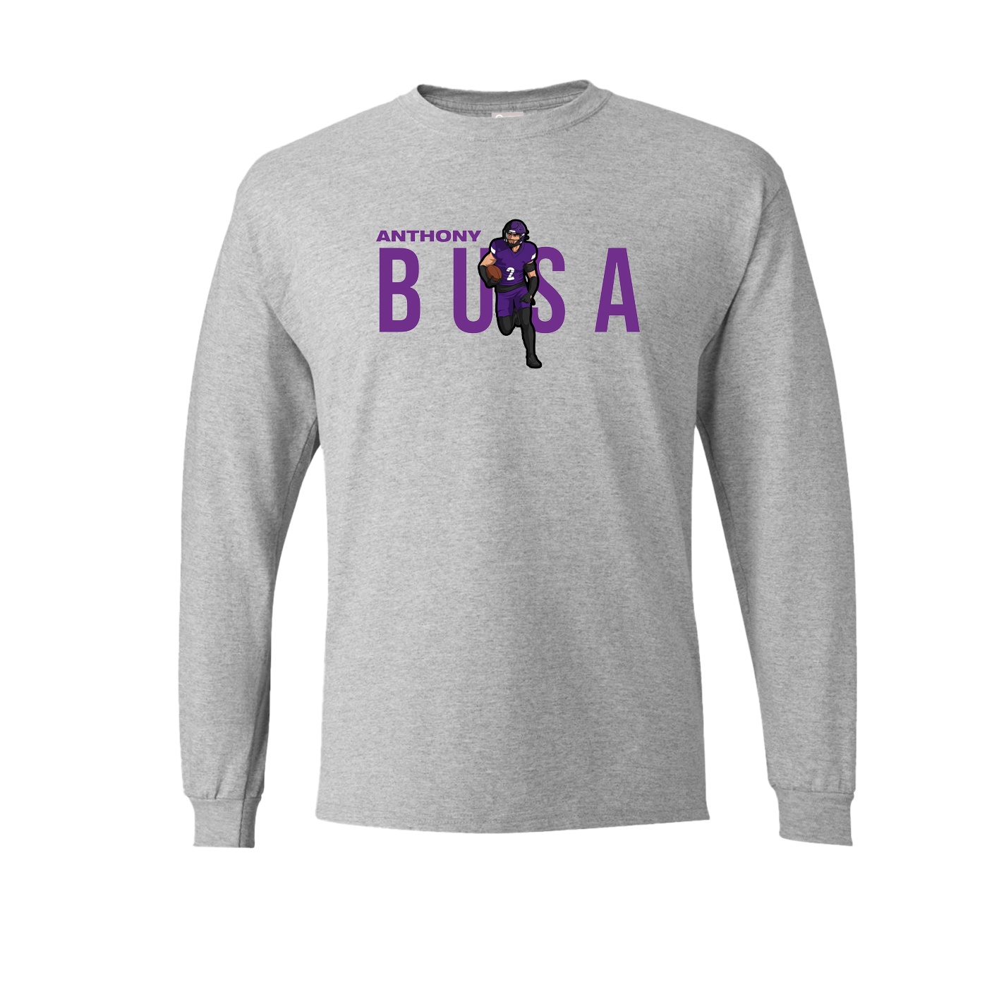 Long Sleeve Tee — Player Name in Grey