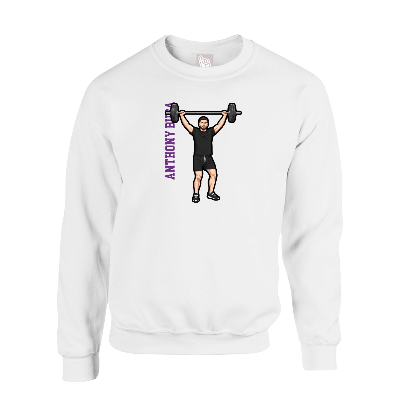 Fleece Crew — Name Vertical in White