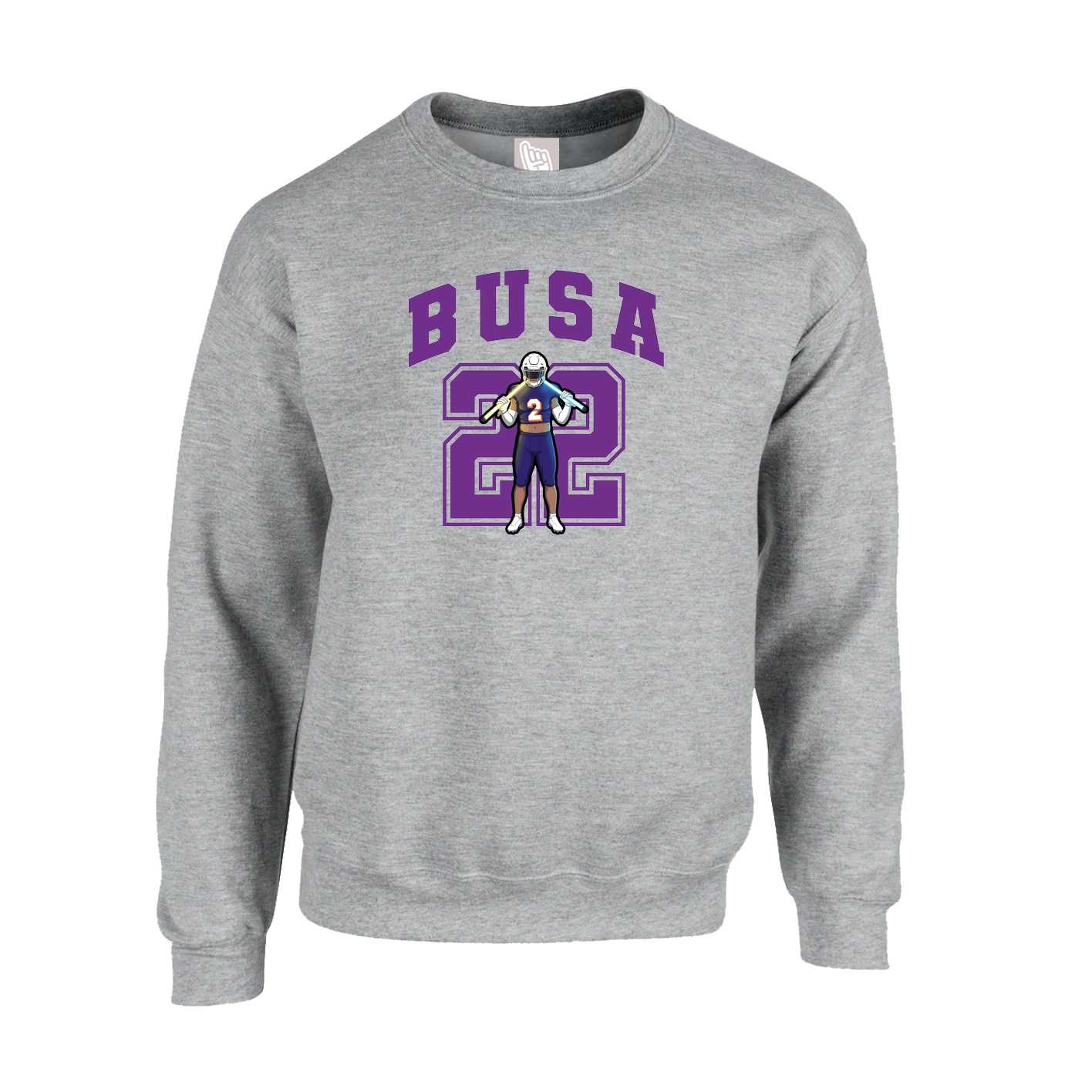 Fleece Crew — Number in Grey
