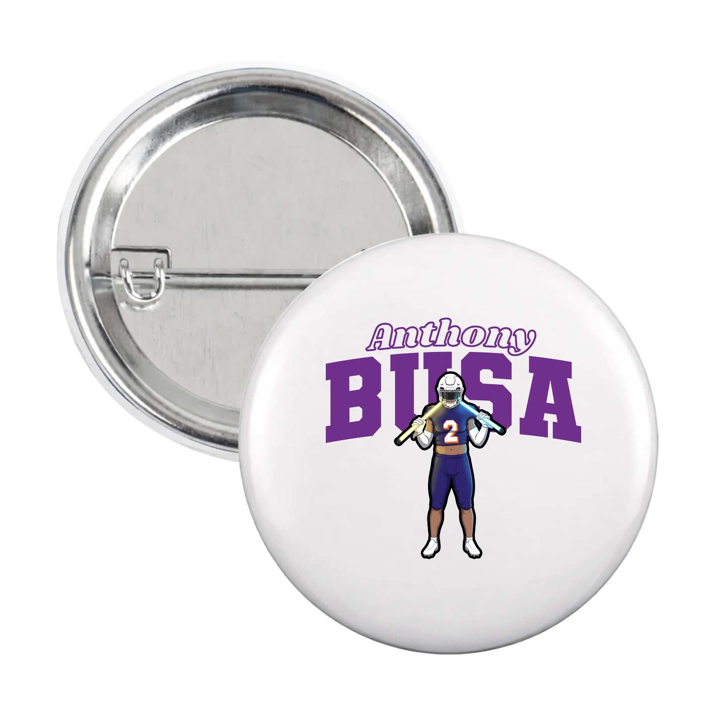 Game Day Button — Name Arch in White