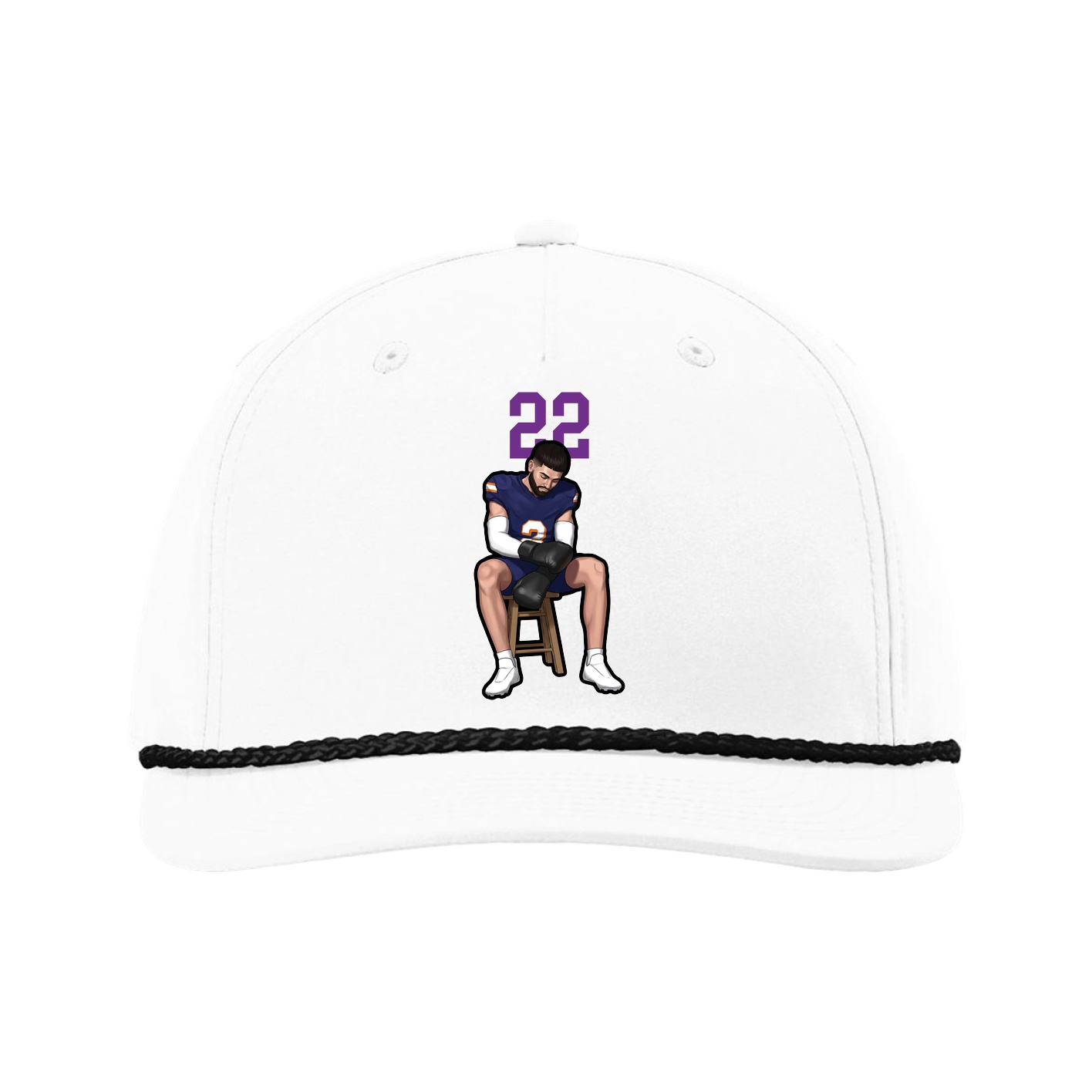 Five-Panel Classic Rope Cap — Number Top in White
