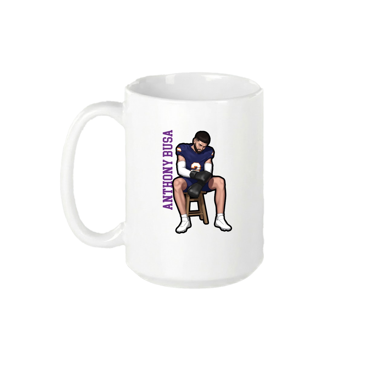 15oz Coffee Mug — Name Vertical in White