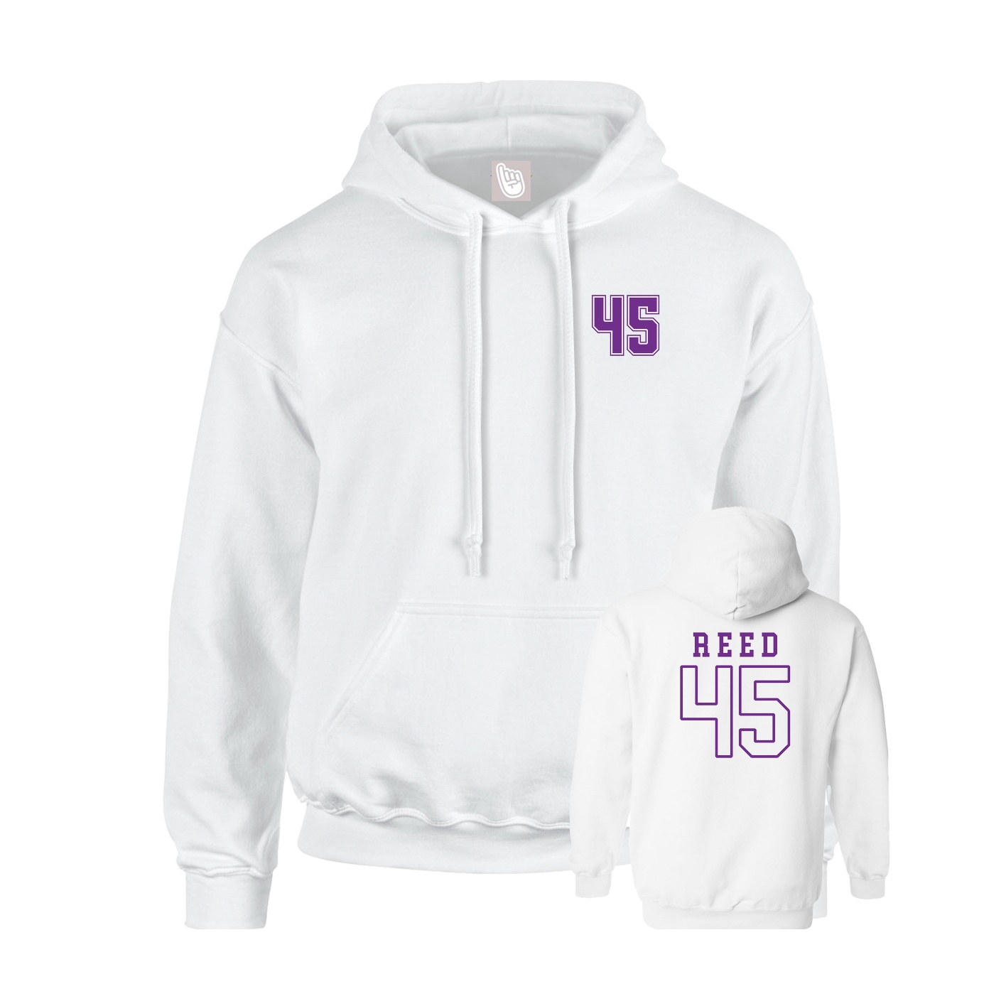 Youth Hoodie — Chest Back in White