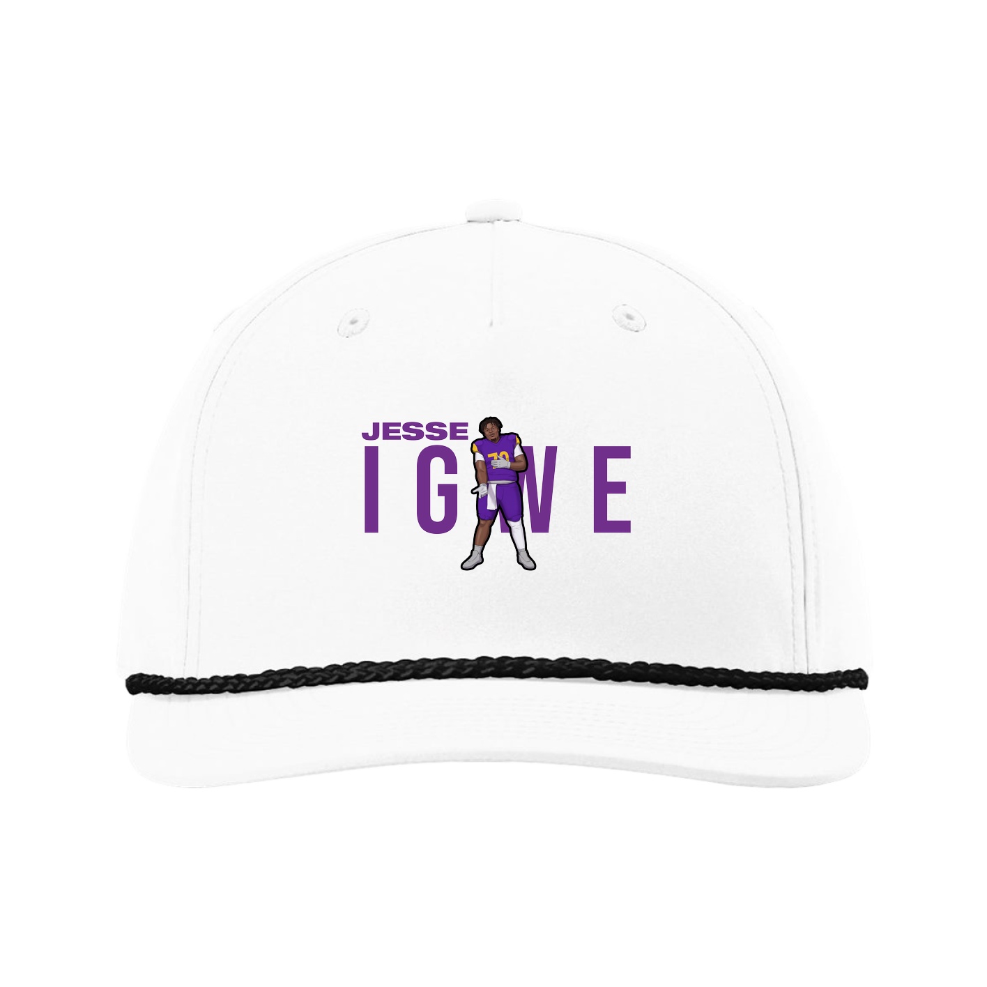 Five-Panel Classic Rope Cap — Player Name in White