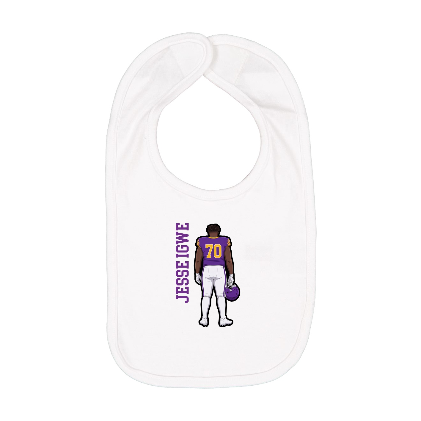 Infant Bib — Name Vertical in White