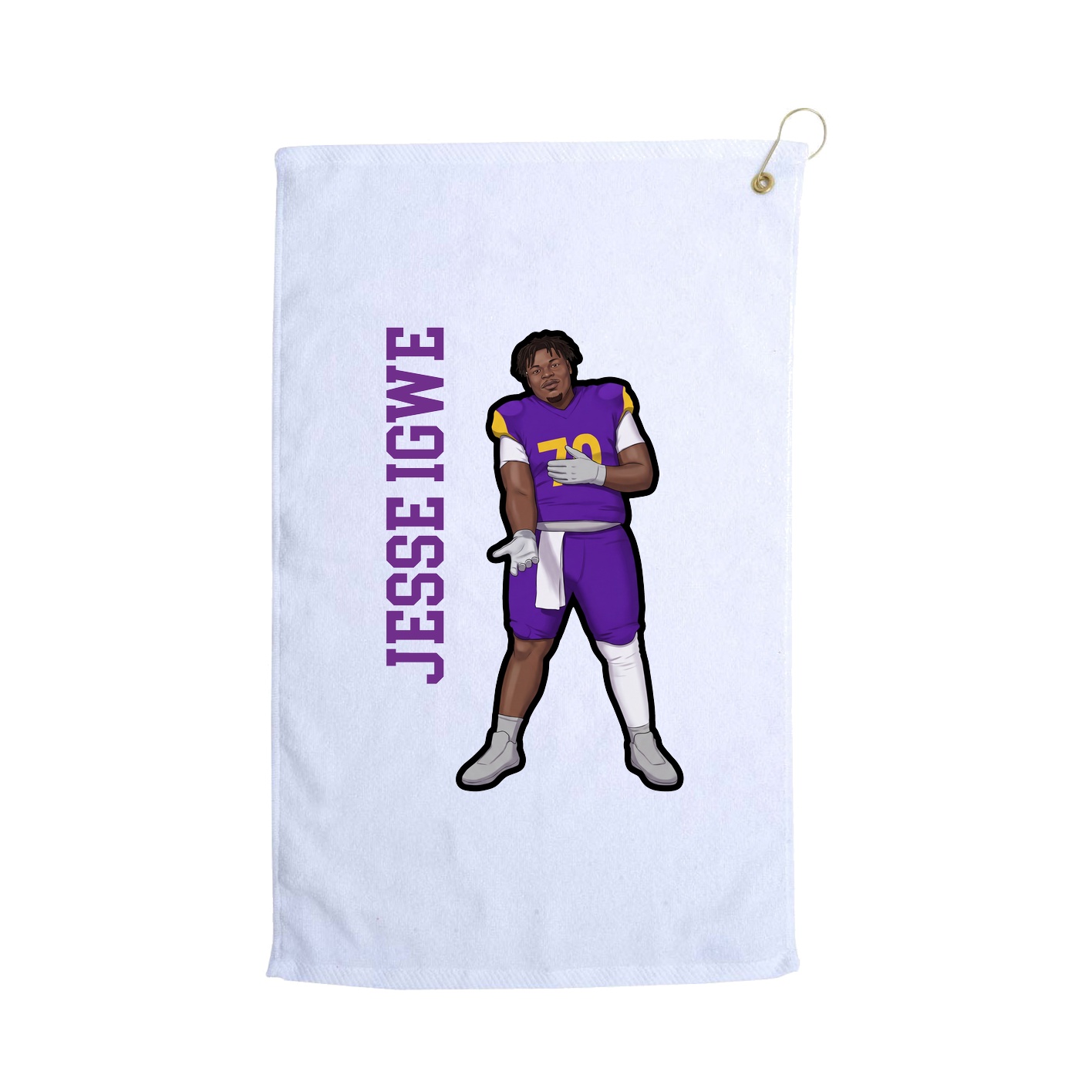 Golf Towel — Name Vertical in White