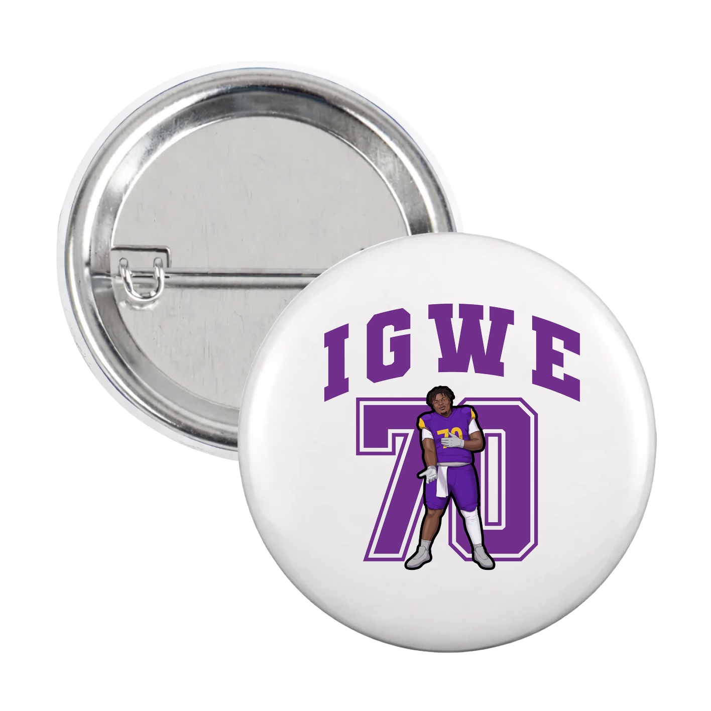 Game Day Button — Number in White
