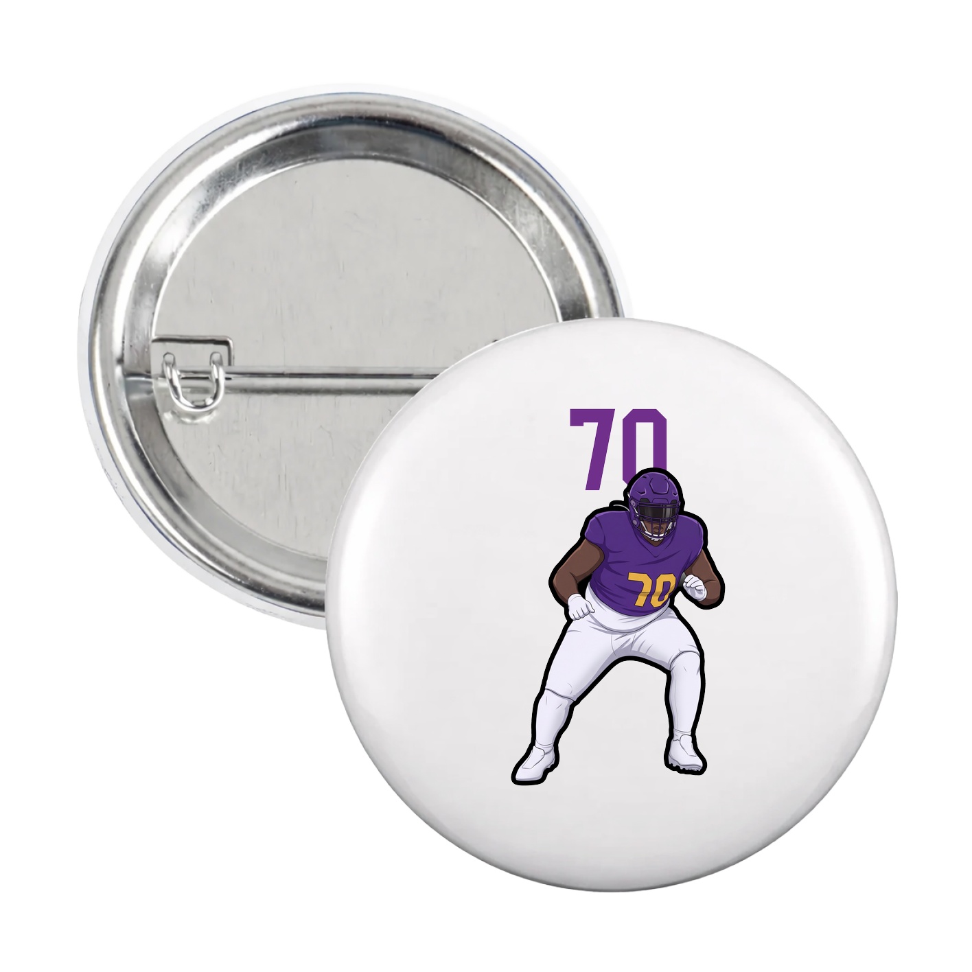 Game Day Button — Number Top in White