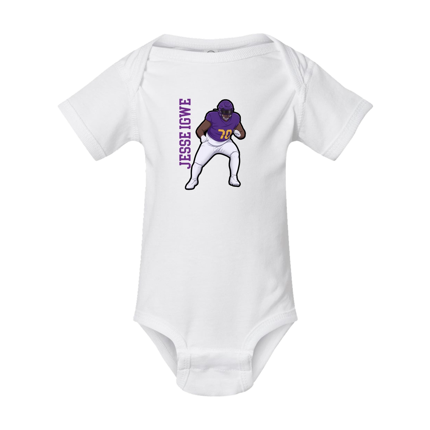 Baby Onesie — Name Vertical in White