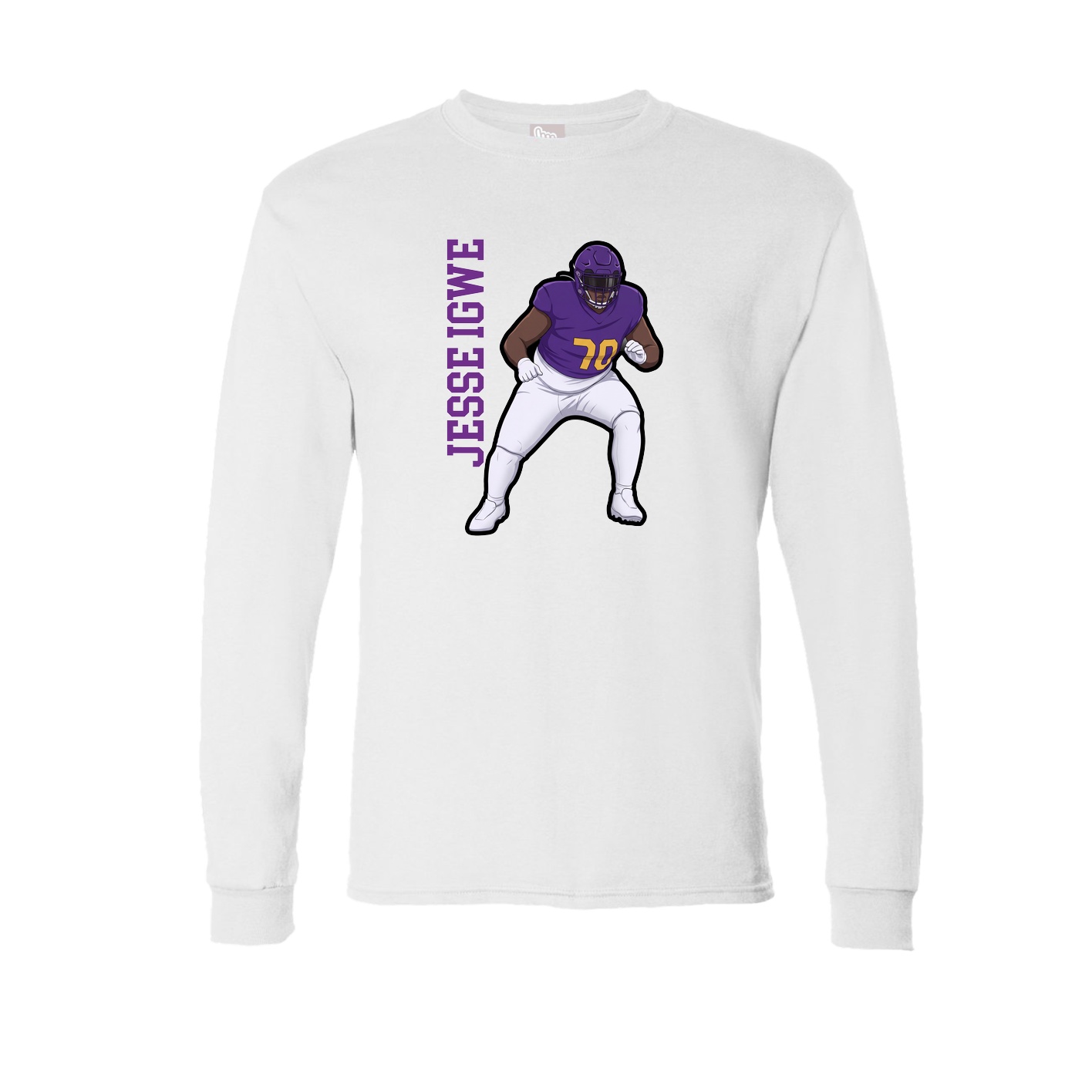 Long Sleeve Tee — Name Vertical in White