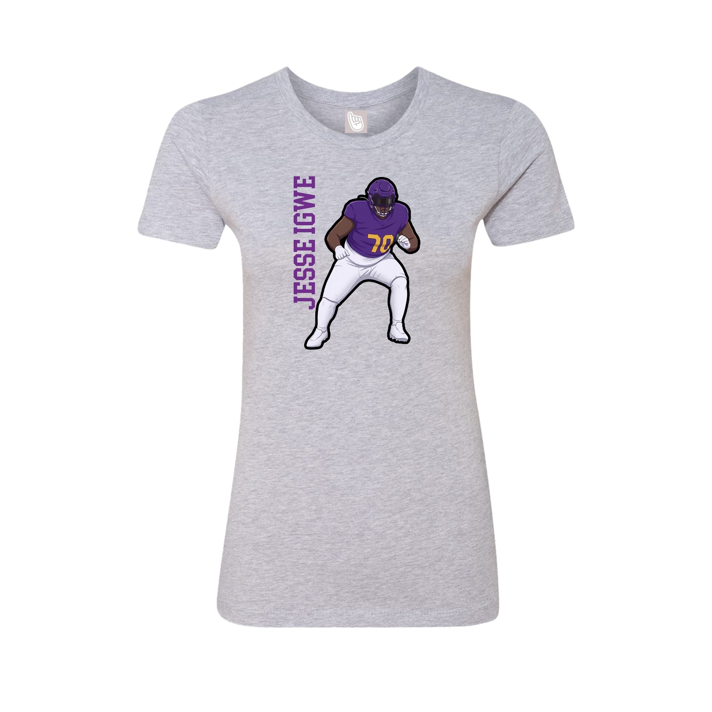 Fitted Women's Tee — Name Vertical in Grey