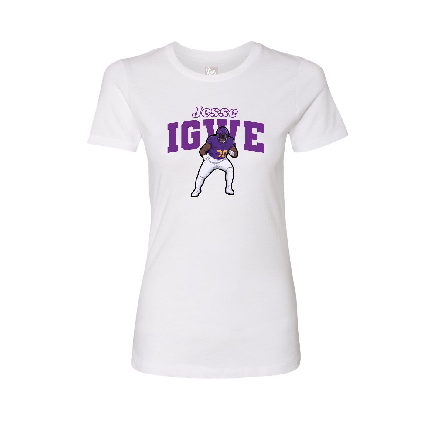 Fitted Women's Tee — Name Arch in White
