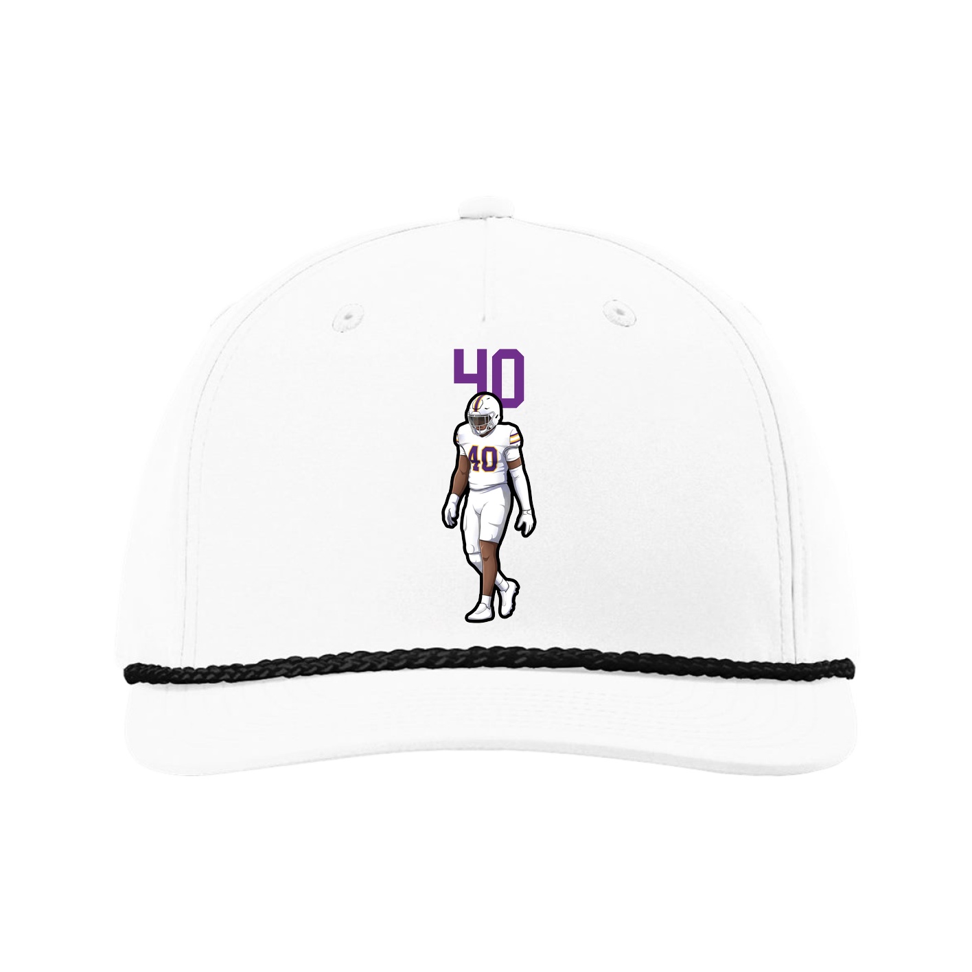 Five-Panel Classic Rope Cap — Number Top in White