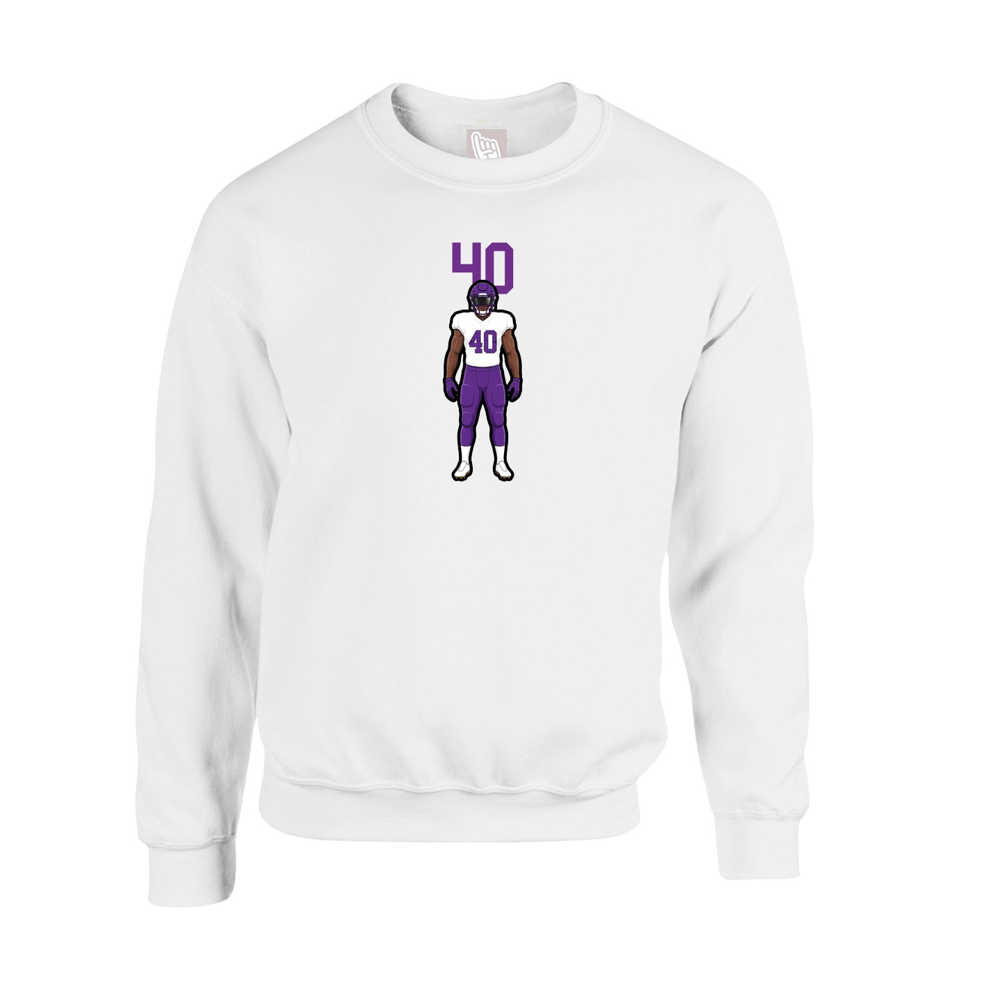 Fleece Crew — Number Top in White