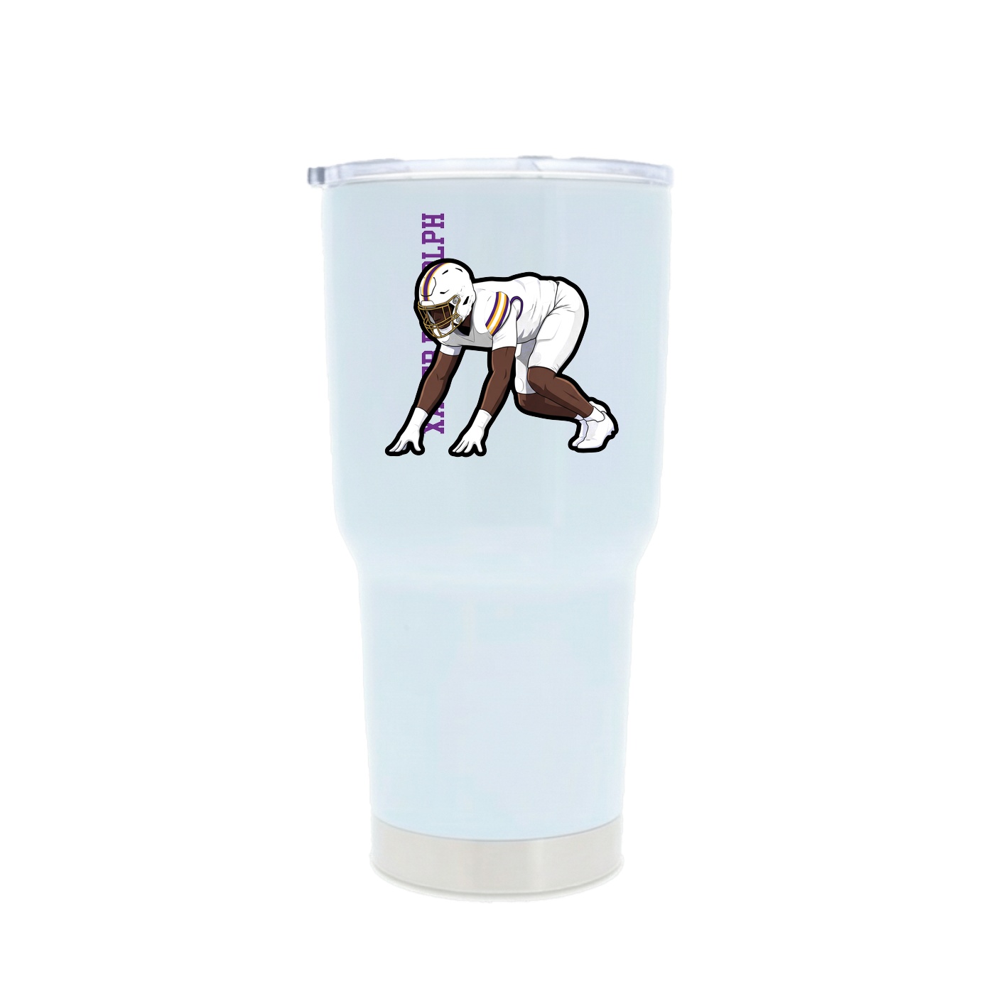 30oz Stainless Steel Tumbler — Name Vertical in White
