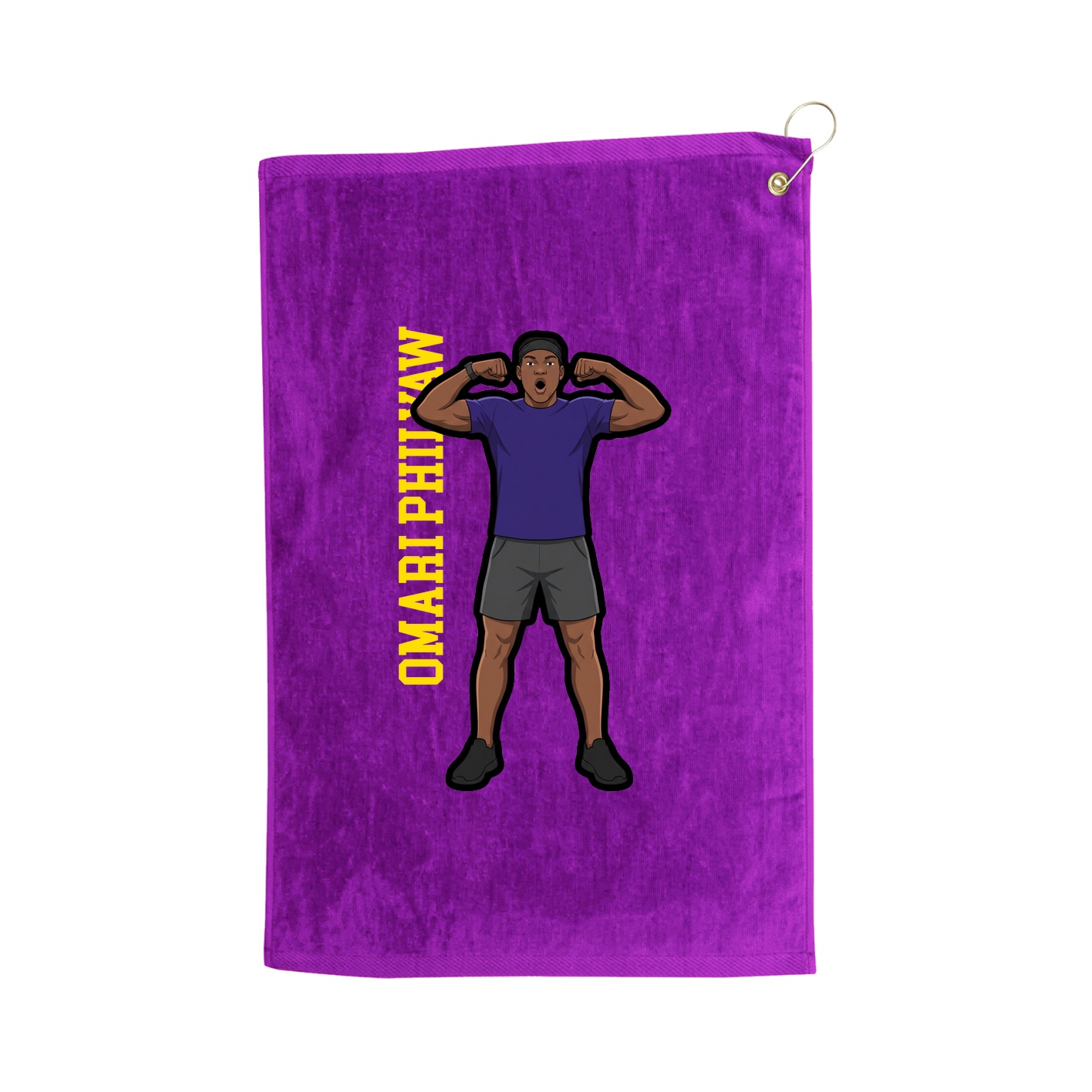 Golf Towel — Name Vertical in Purple