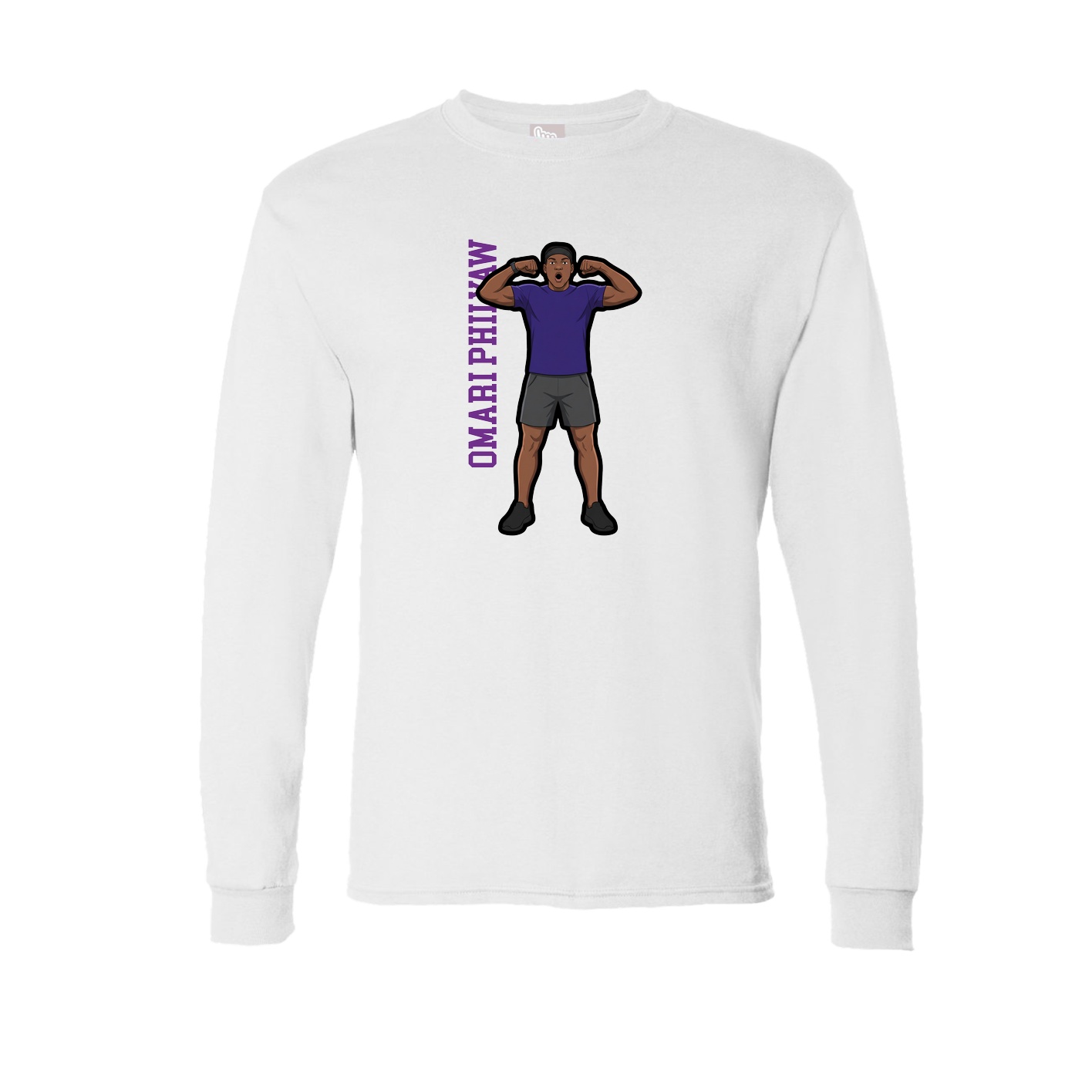 Long Sleeve Tee — Name Vertical in White