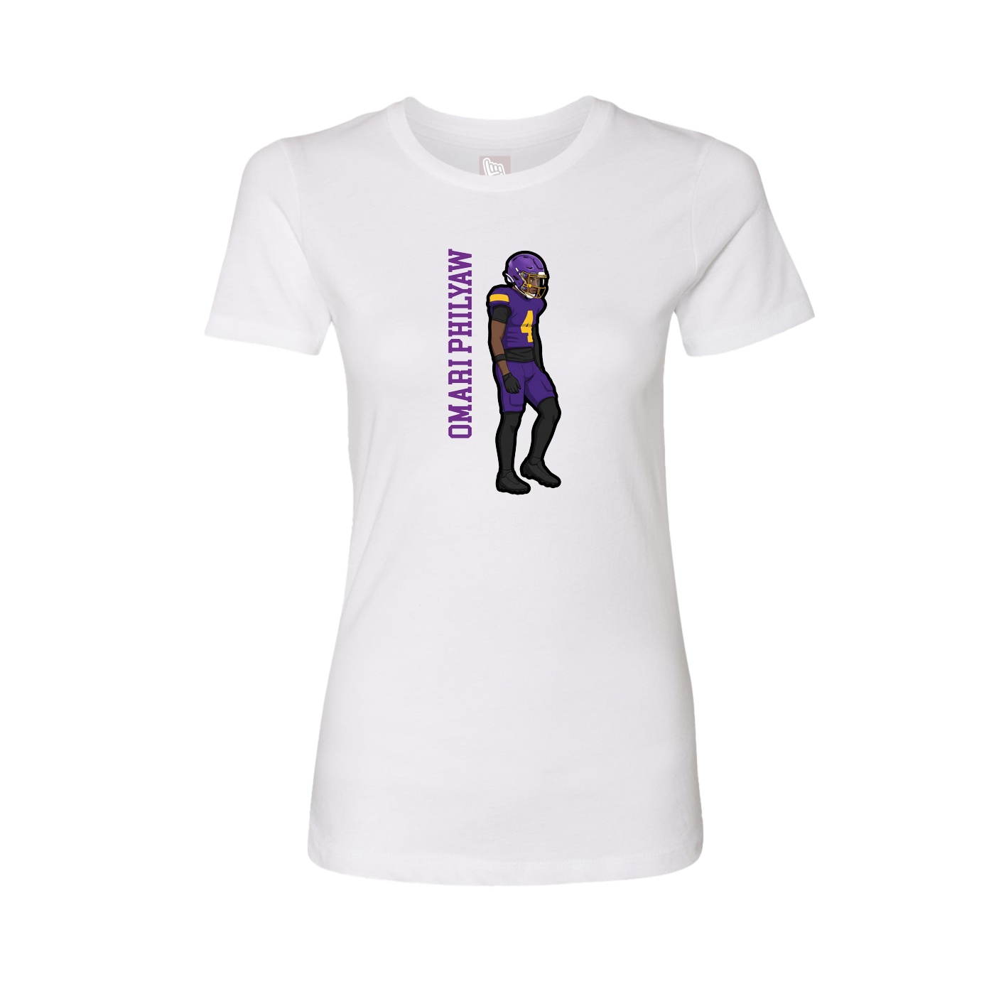 Fitted Women's Tee — Name Vertical in White