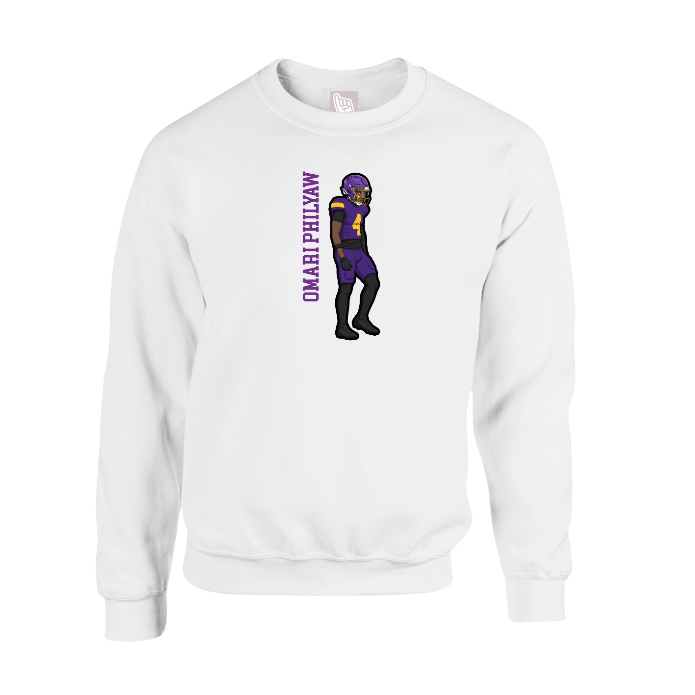 Fleece Crew — Name Vertical in White