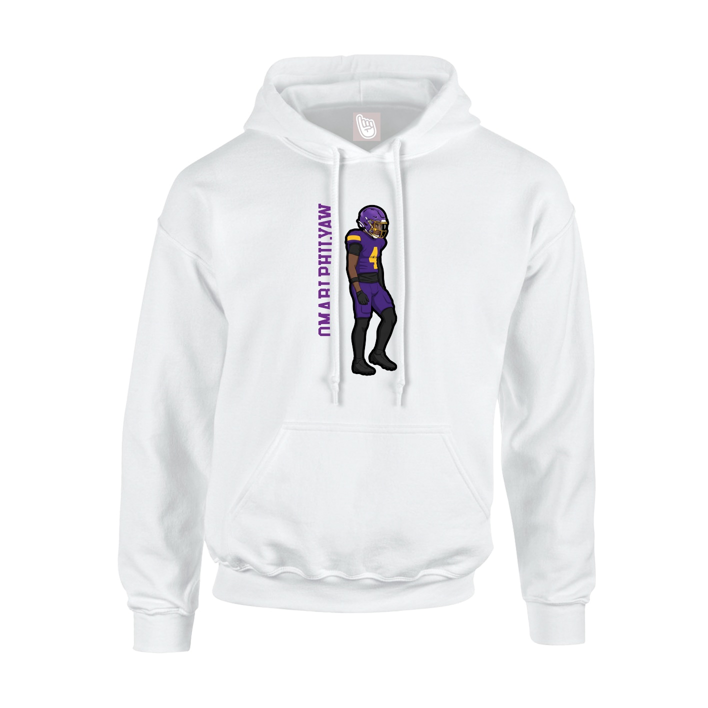 Youth Hoodie — Name Vertical in White