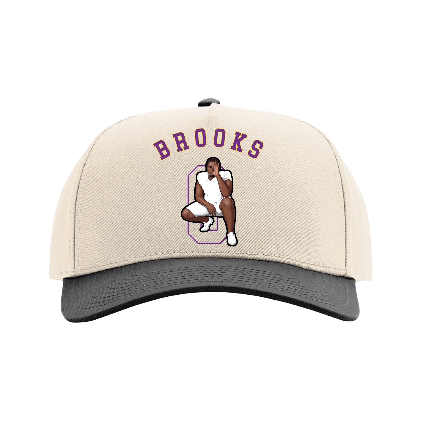 Full Fabric Five-Panel Champ Cap — Shirsey Arch in Cream/Black