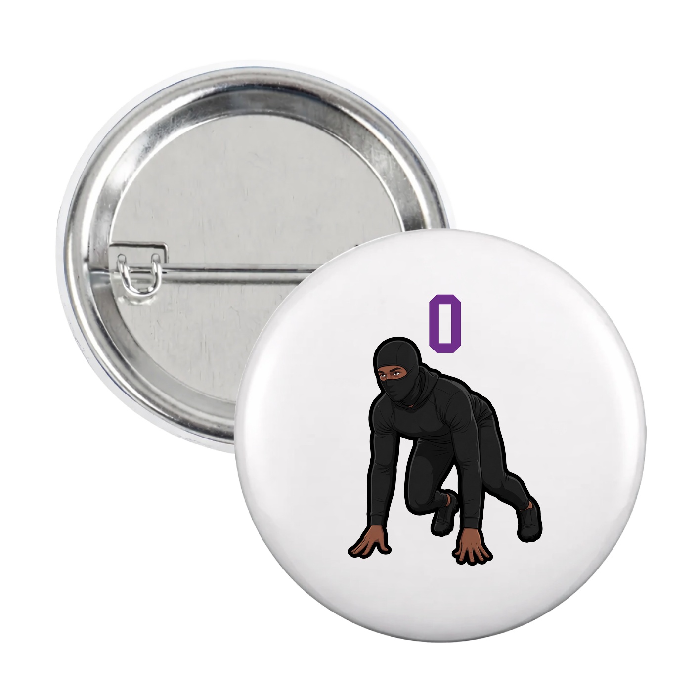Game Day Button — Number Top in White