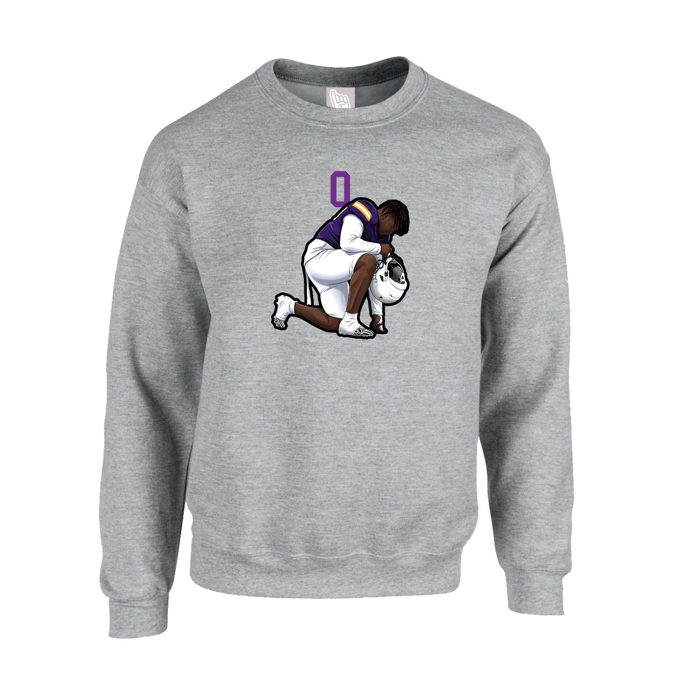 Fleece Crew — Number Top in Grey