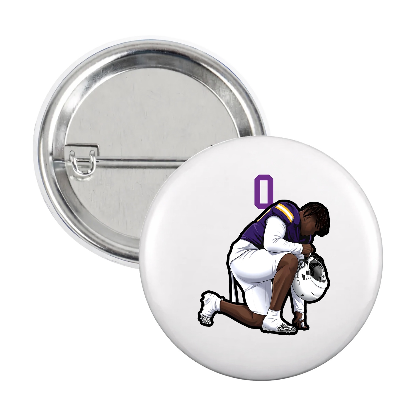 Game Day Button — Number Top in White
