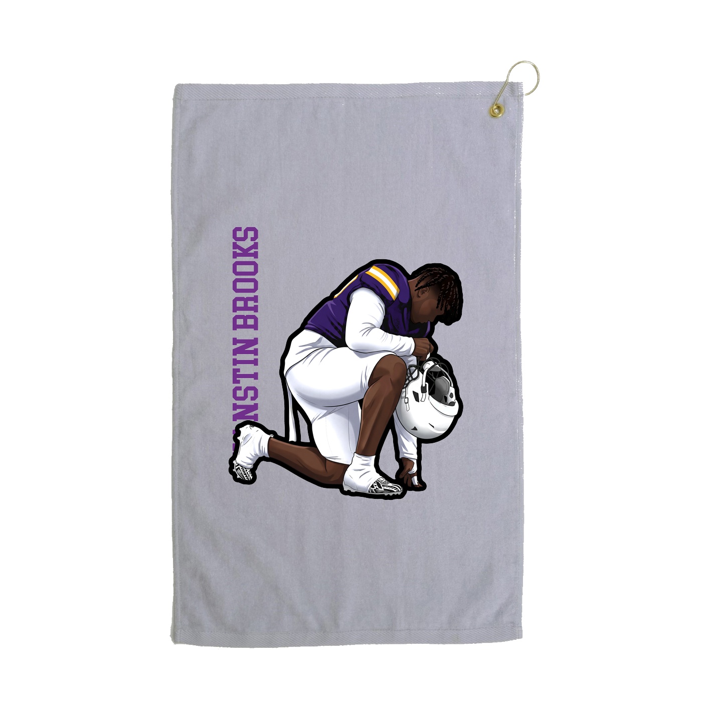 Golf Towel — Name Vertical in Grey