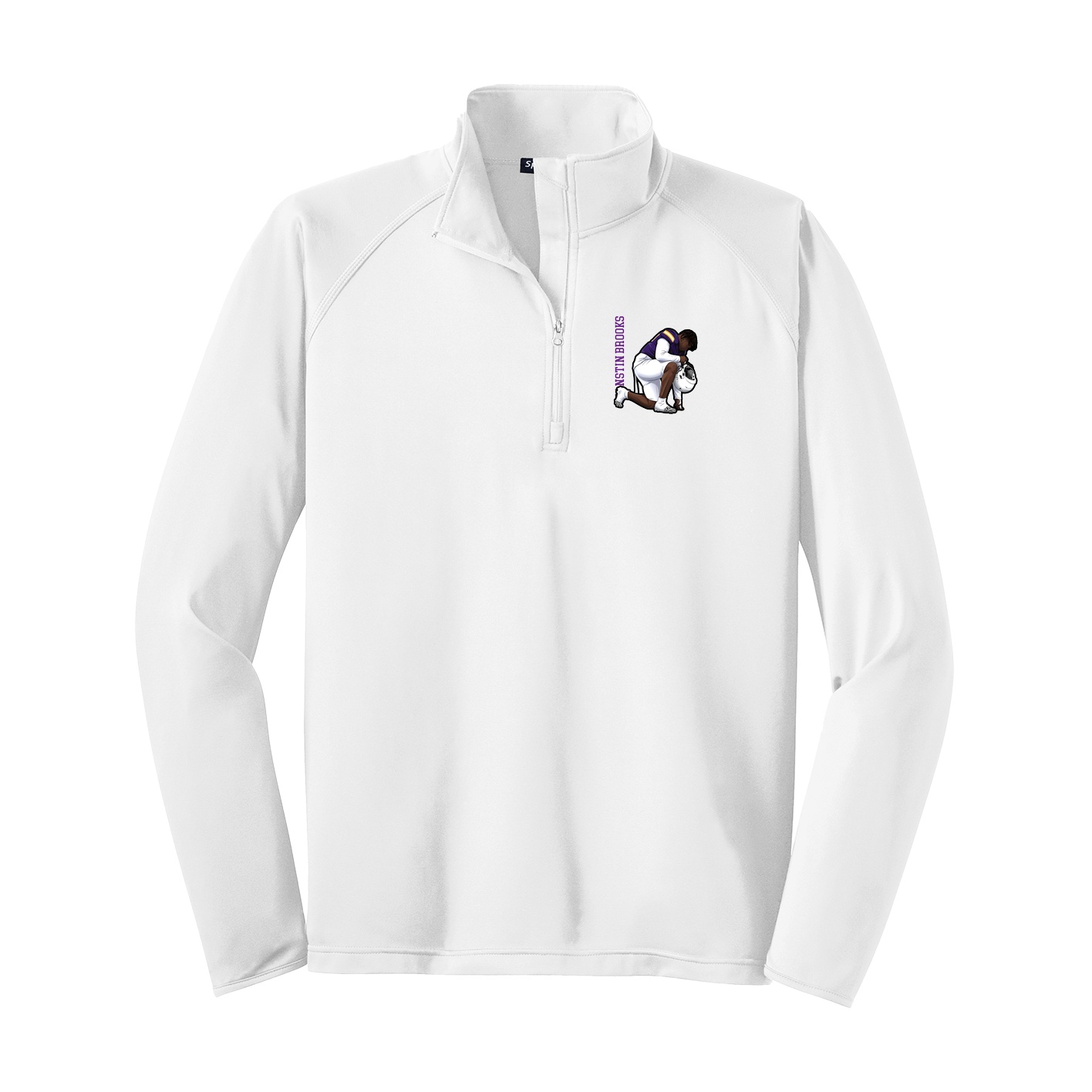 Q-Zip Pullover — Name Vertical in White