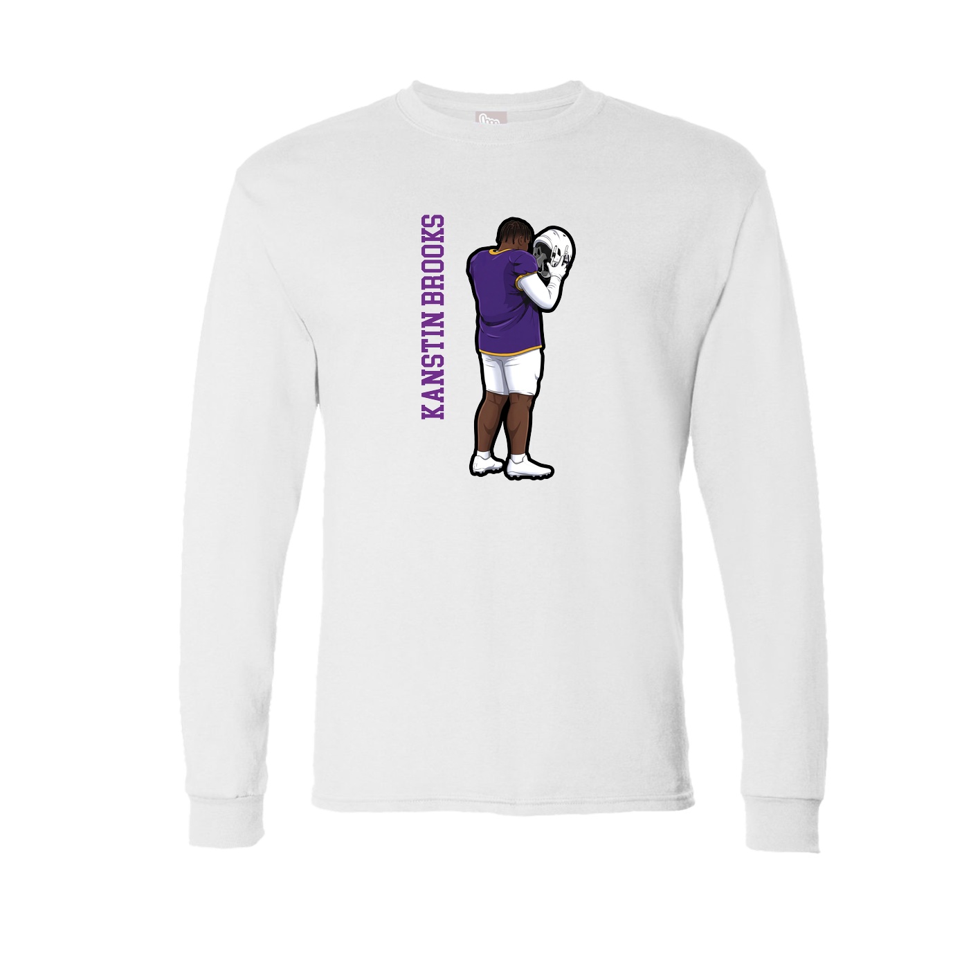 Long Sleeve Tee — Name Vertical in White