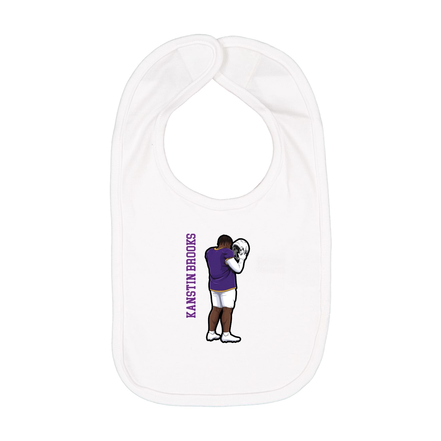 Infant Bib — Name Vertical in White
