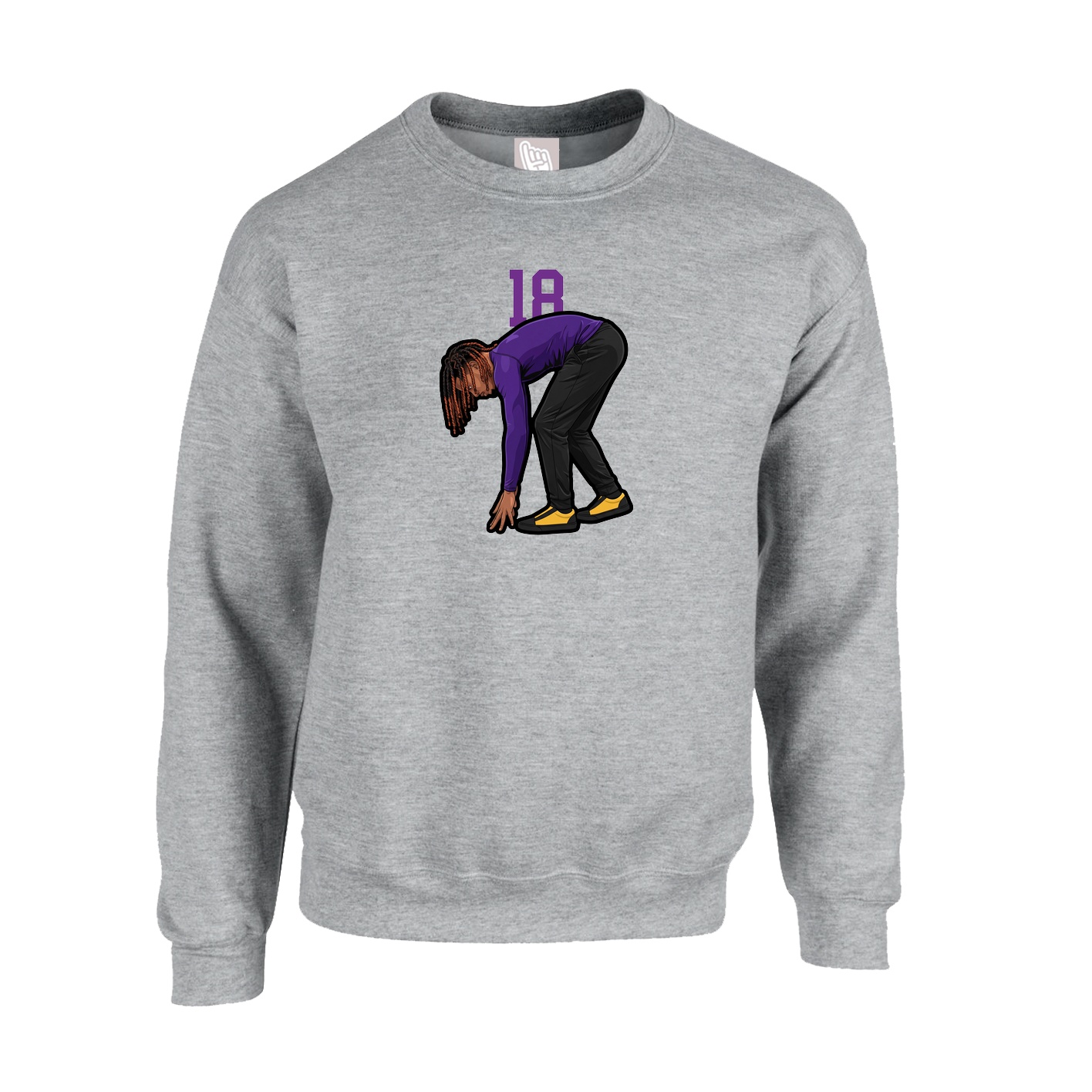 Fleece Crew — Number Top in Grey