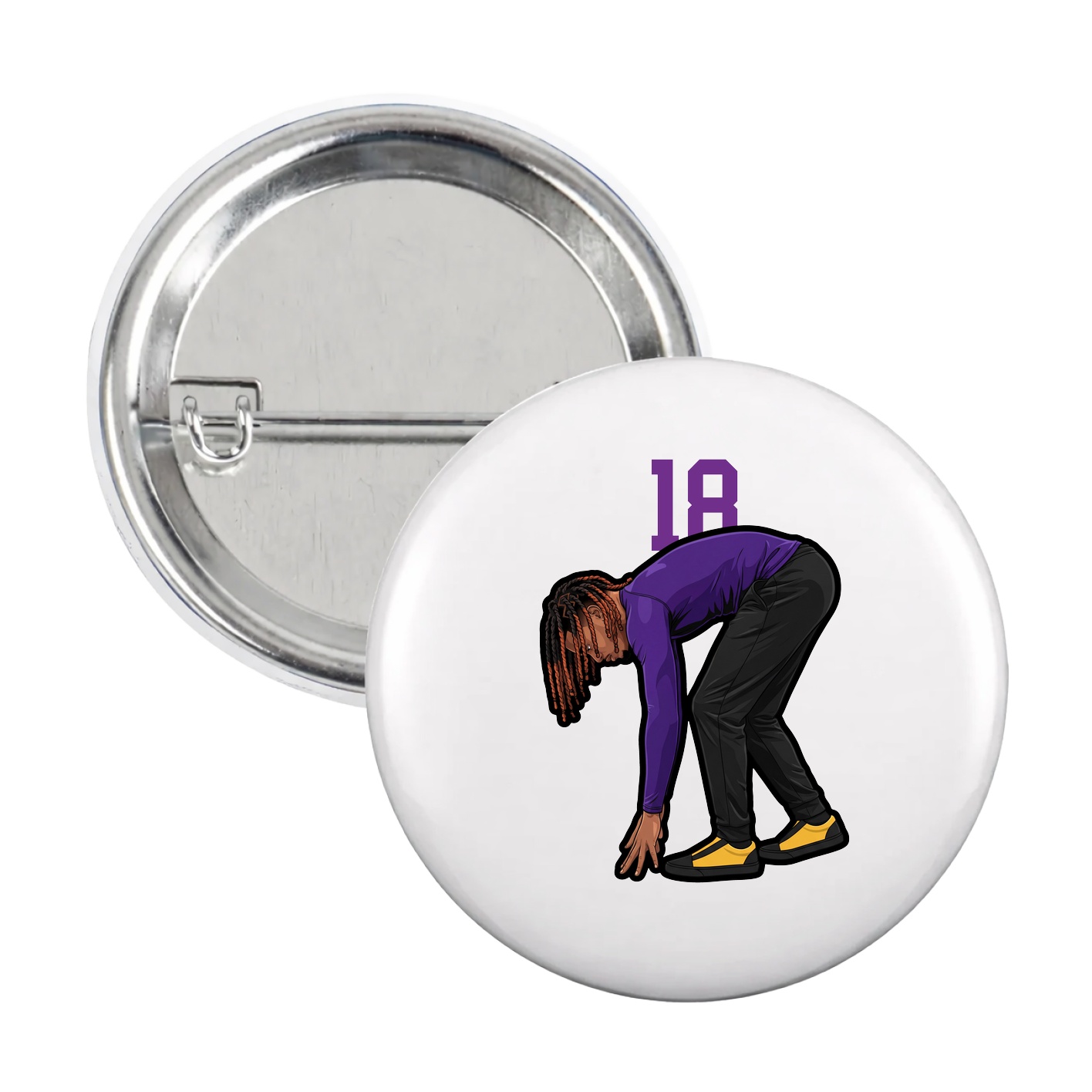 Game Day Button — Number Top in White