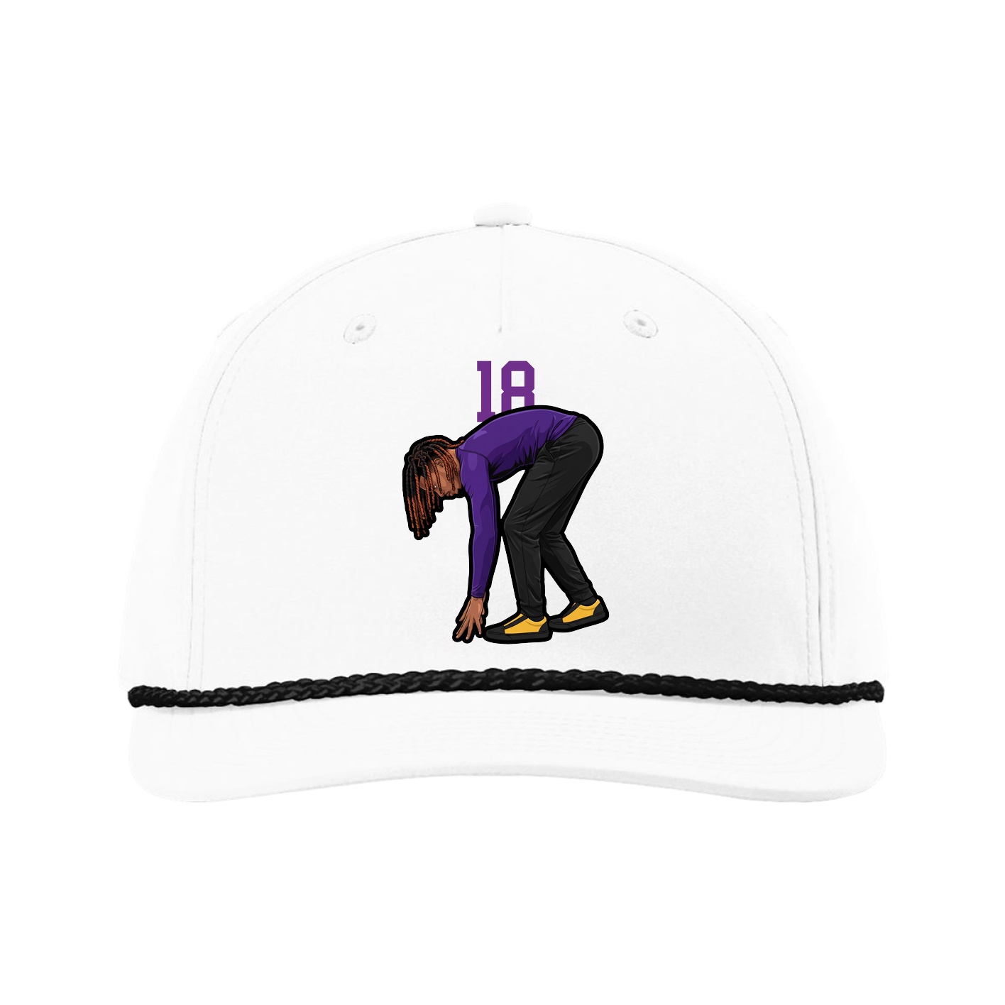 Five-Panel Classic Rope Cap — Number Top in White