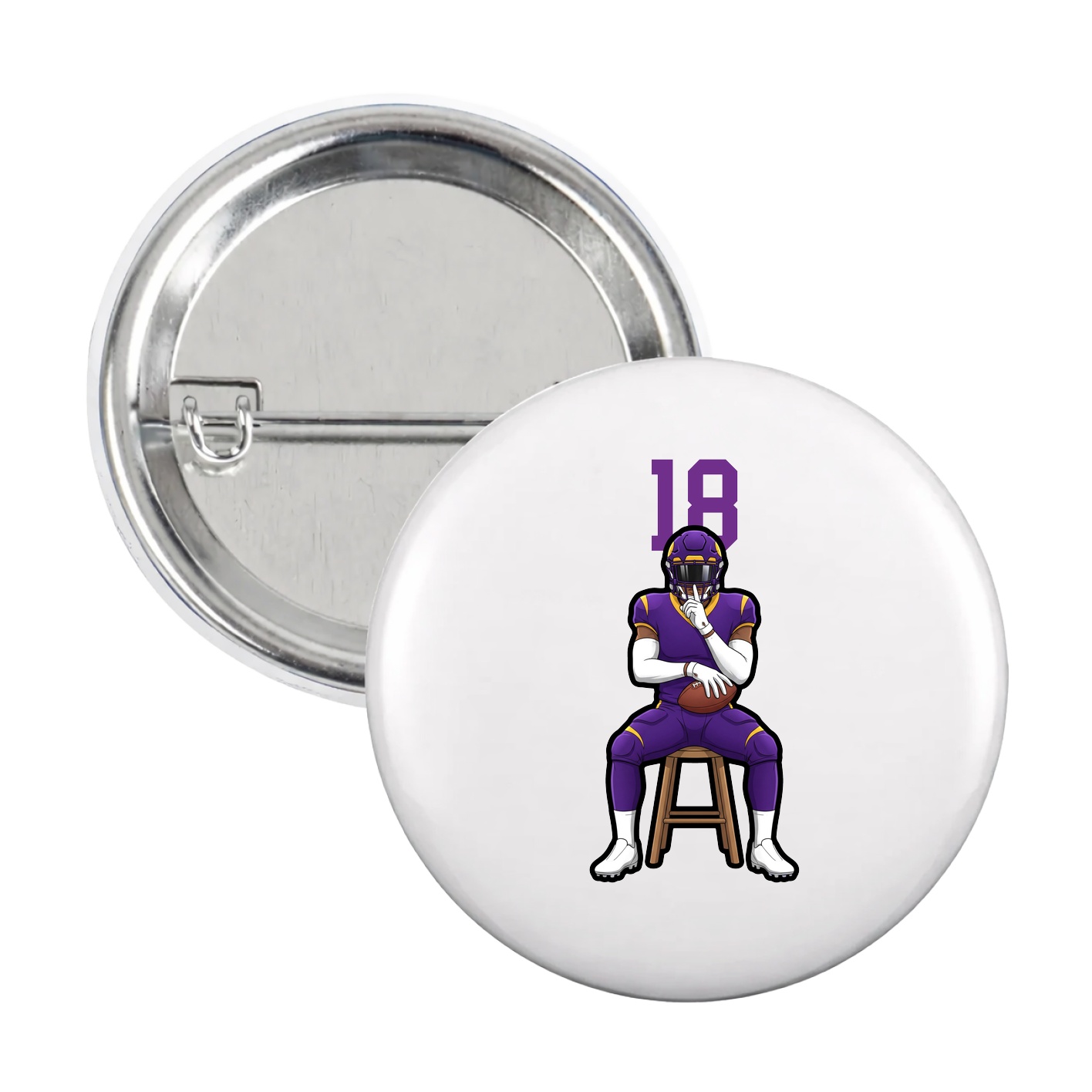Game Day Button — Number Top in White